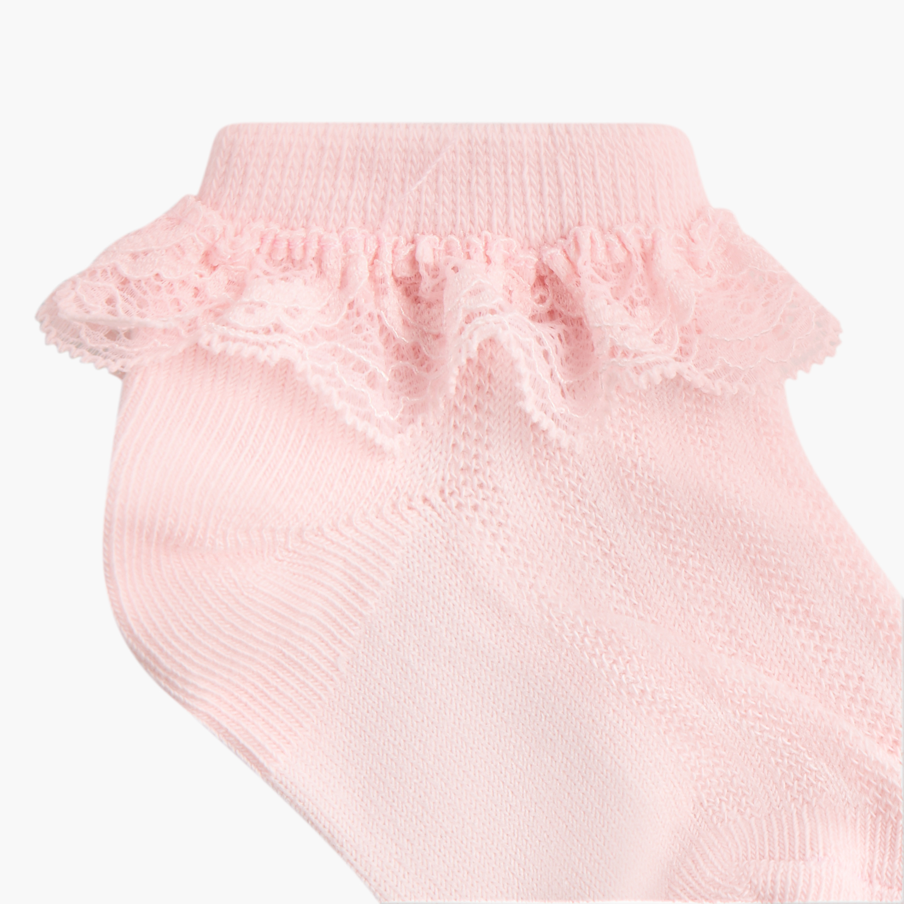Juniors Textured Ankle Length Socks with Frill Accent - Set of 7-baby-girls-accessories-socks-image-3
