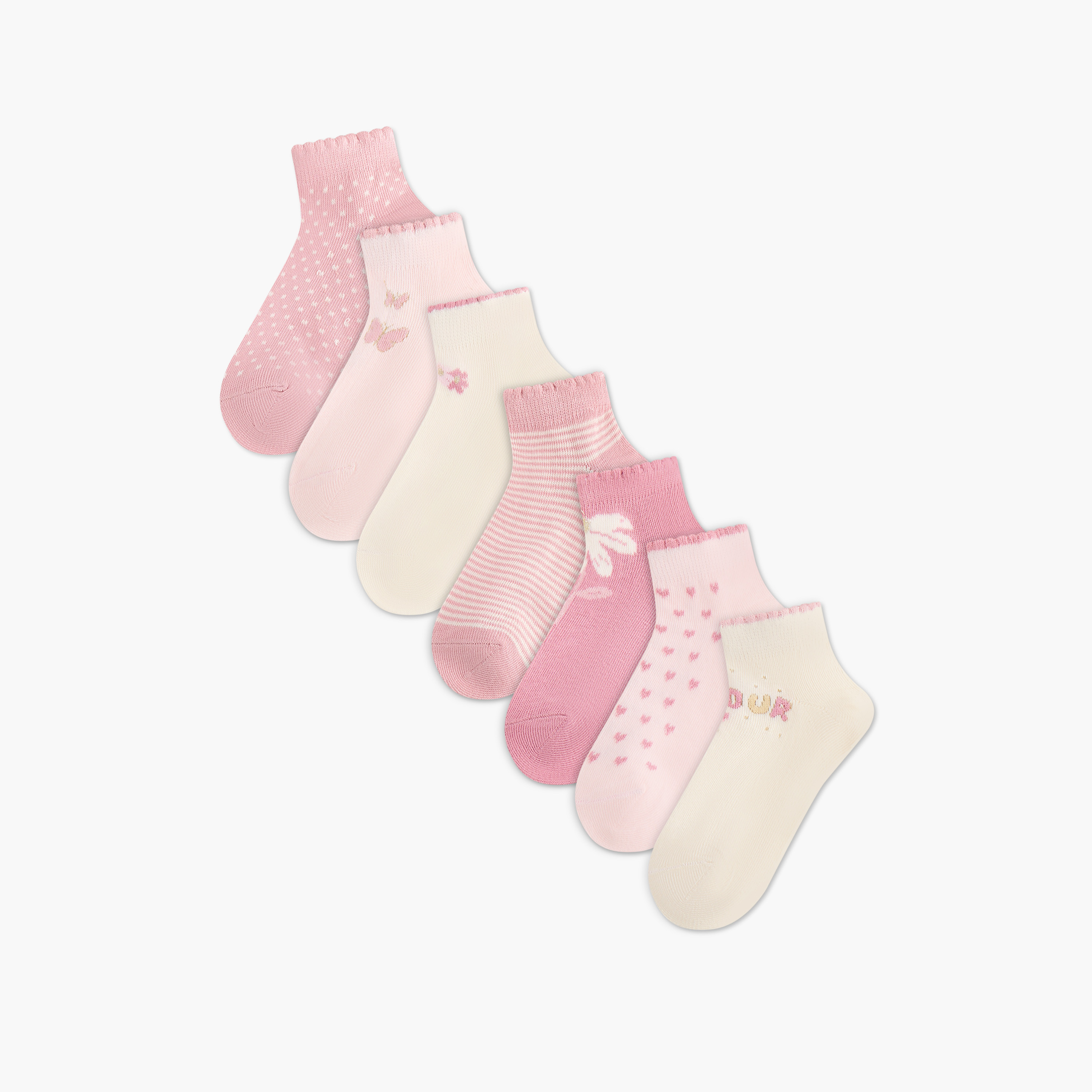 Juniors Assorted Ankle Length Socks - Set of 7-baby-girls-accessories-socks-image-1