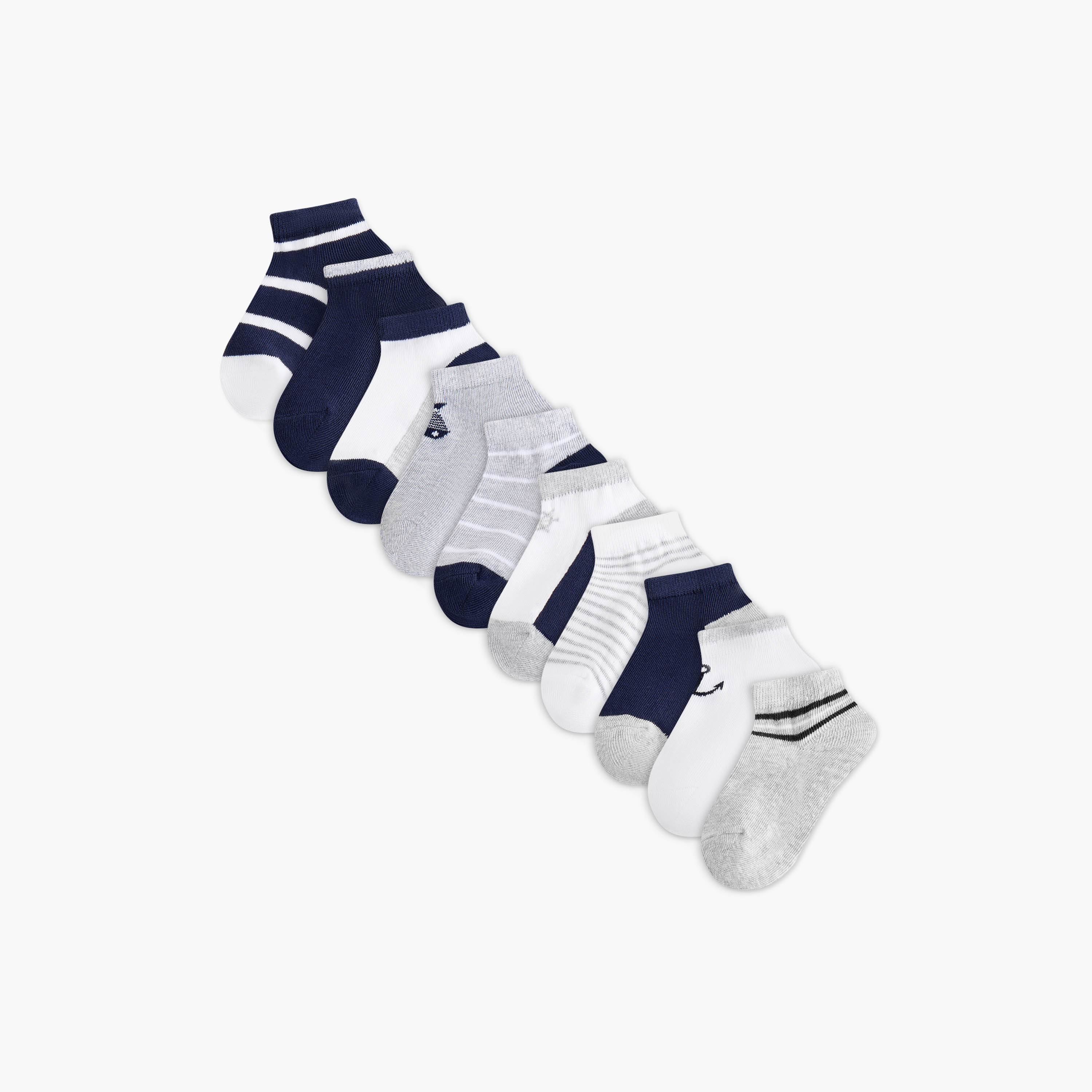 Juniors Assorted Ankle Length Socks - Set of 10-baby-boys-accessories-socks-image-1