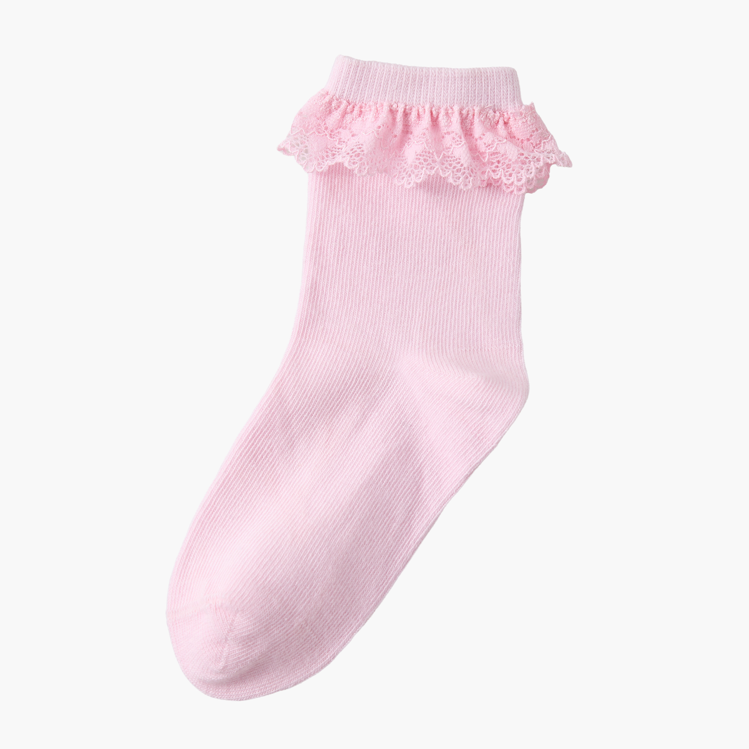 Pack of 7 Juniors Baby Girls Socks with Lace Trim-baby-girls-accessories-socks-image-5