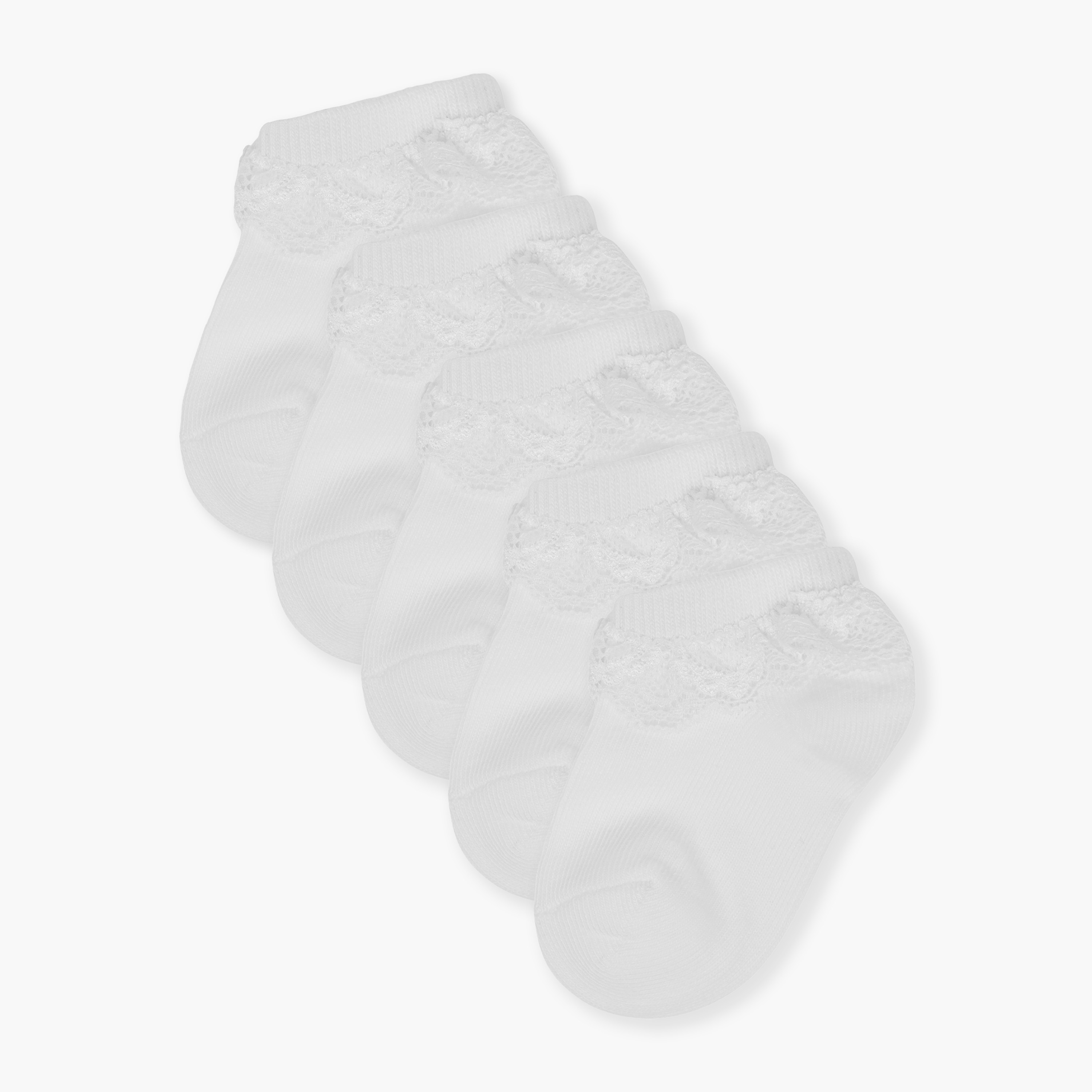 Pack of 5 Juniors Baby Girls Ankle Length Socks with Lace Trim-baby-girls-accessories-socks-image-1