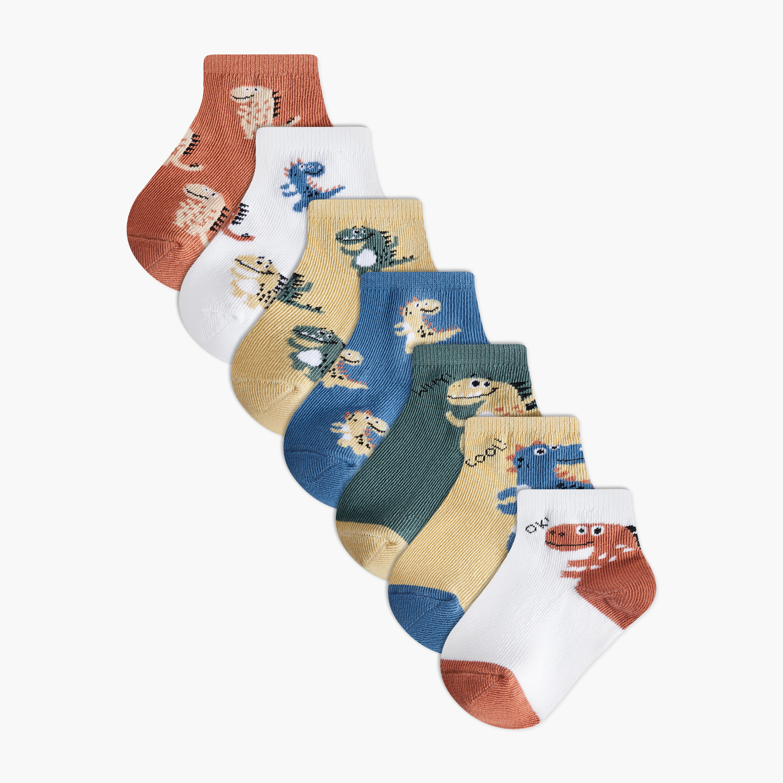 Pack of 7 Juniors Baby Boys Socks with Dinosaur Print-baby-boys-accessories-socks-image-1