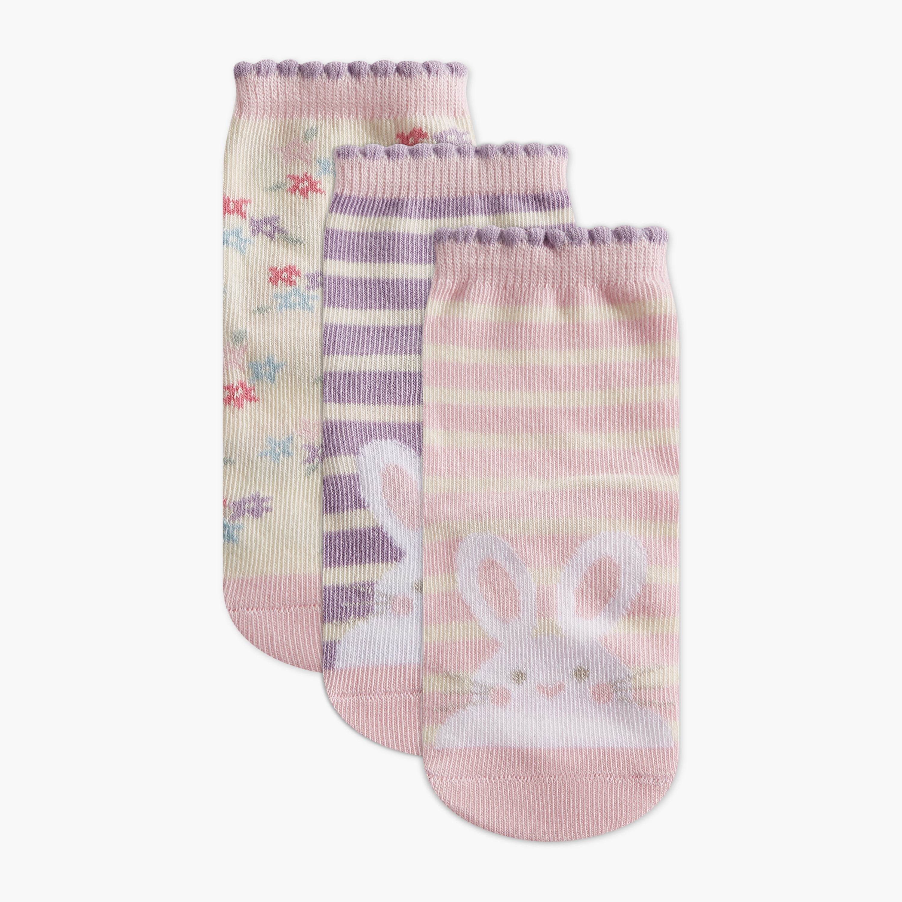 Juniors Printed Ankle Length Socks - Set of 3-baby-girls-accessories-socks-image-1