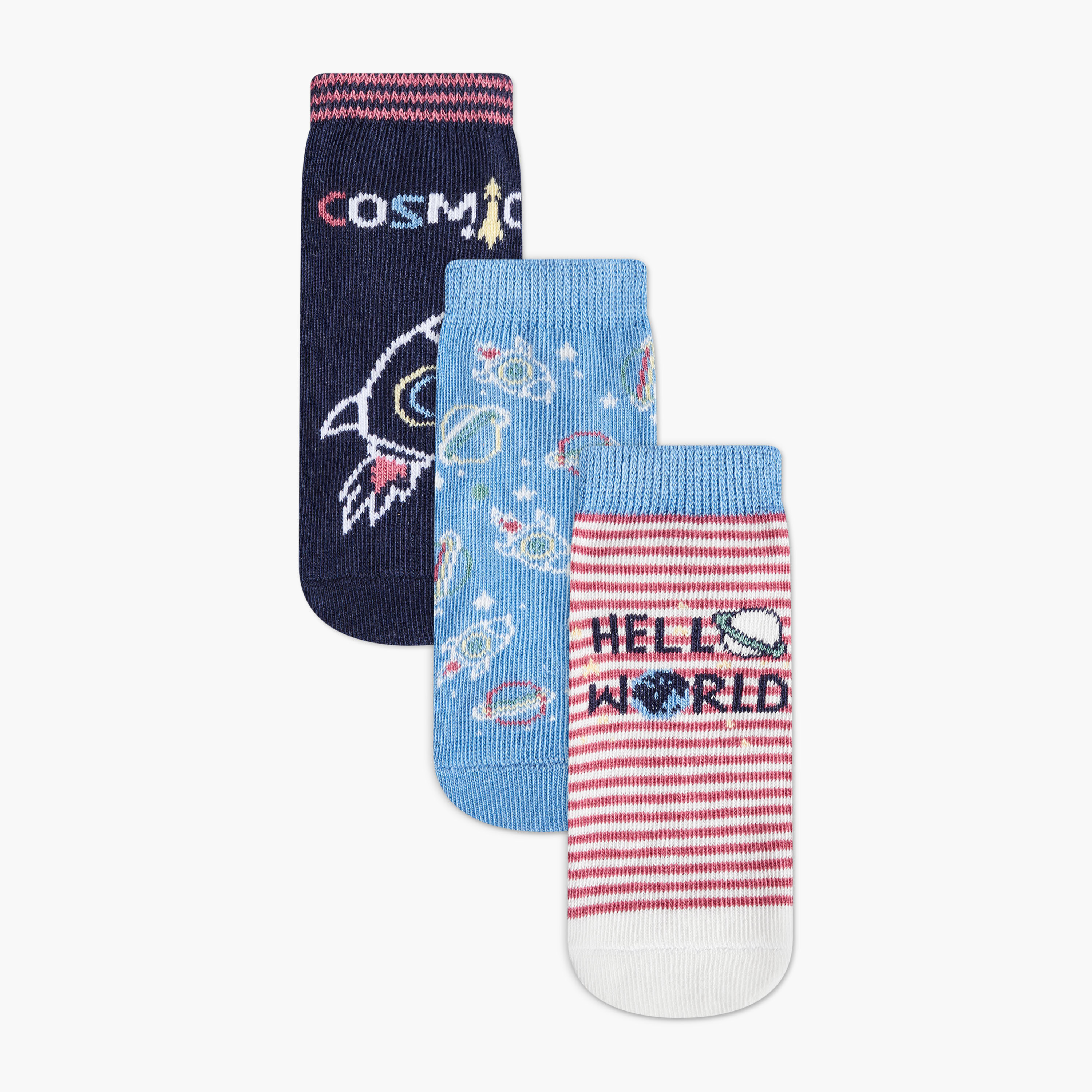 Pack of 3 Juniors Baby Boys Socks Rocket Print-baby-boys-accessories-socks-image-1