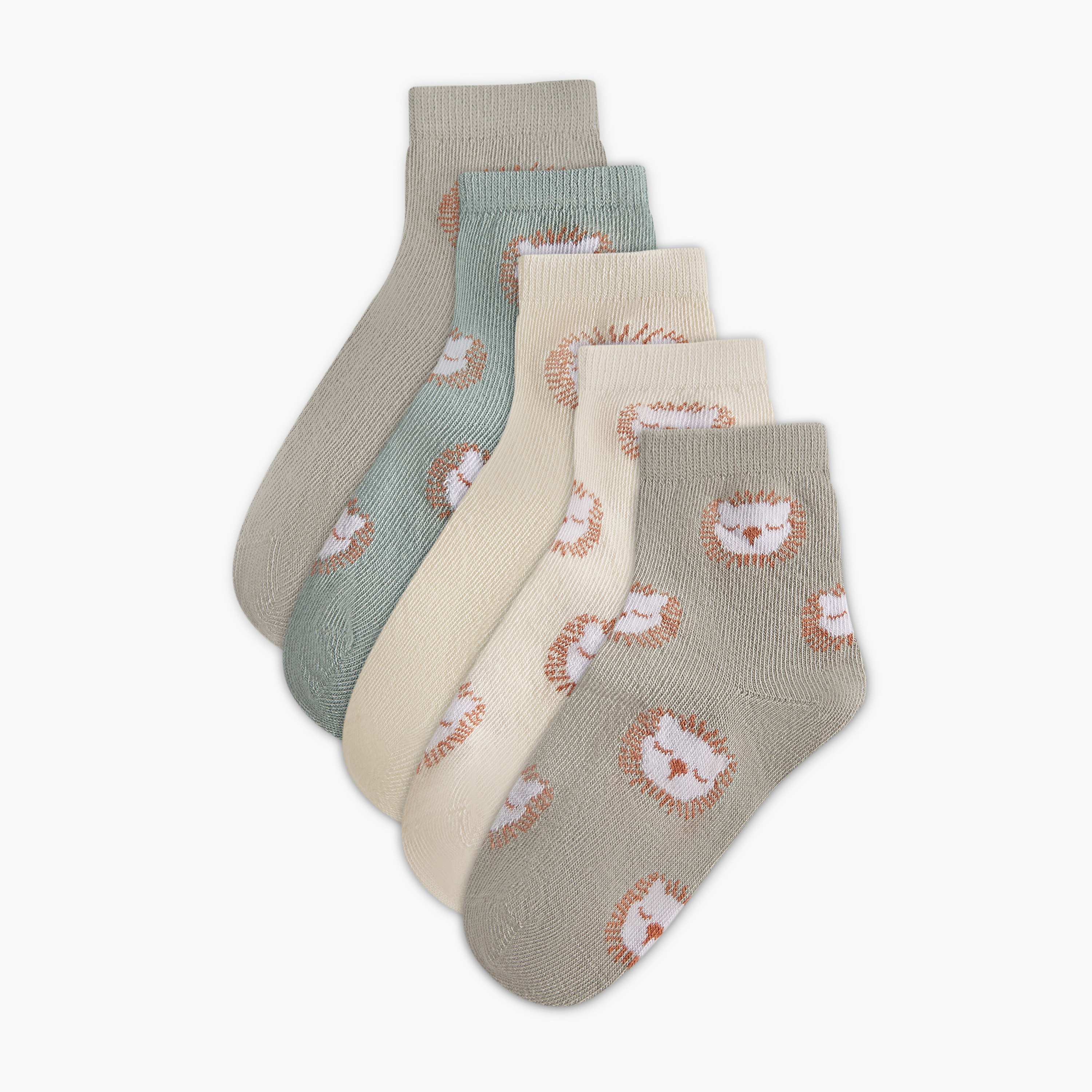 Juniors Printed Ankle Length Socks - Set of 5-baby-boys-accessories-socks-image-1