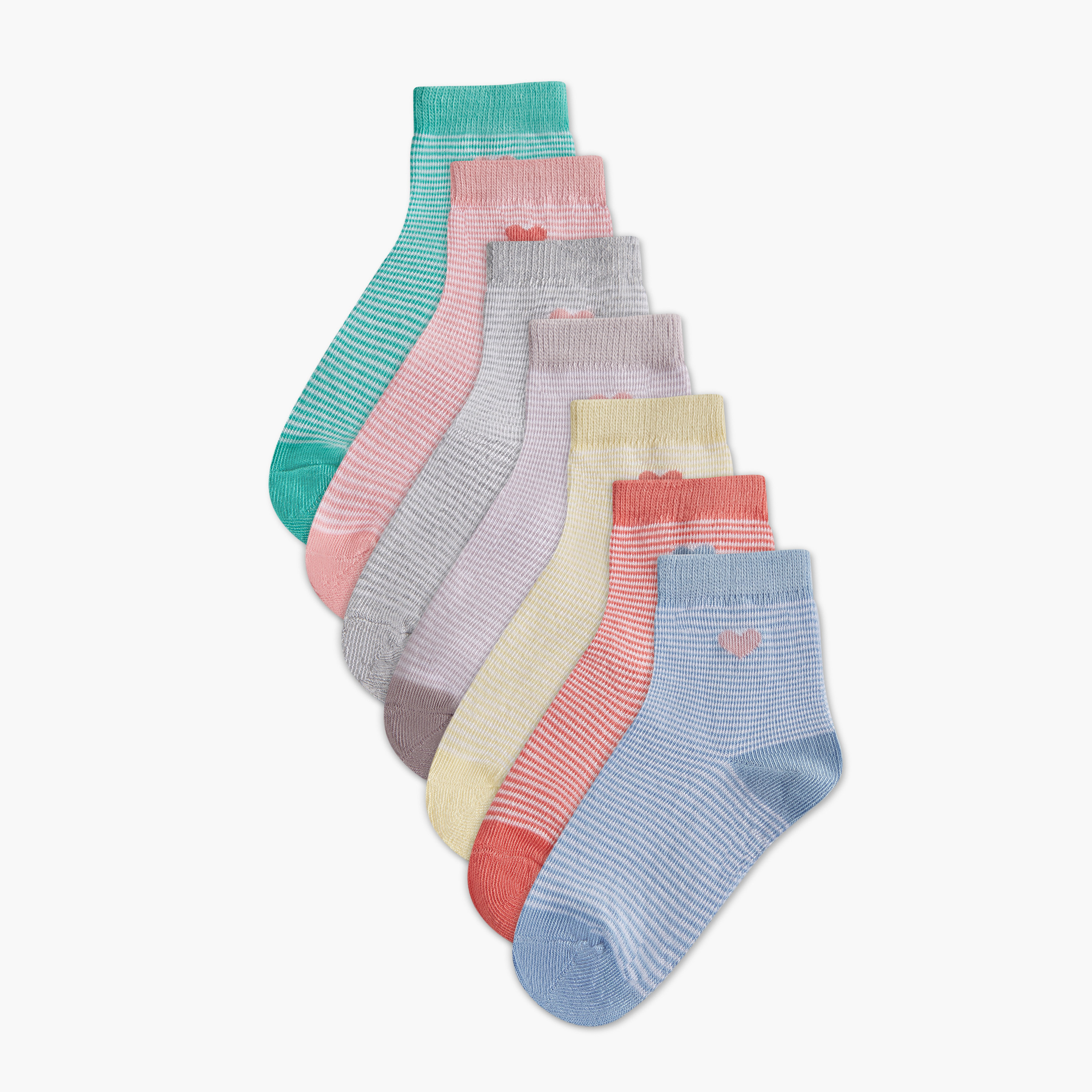 Juniors Printed Ankle Length Socks - Set of 7-baby-girls-accessories-socks-image-1