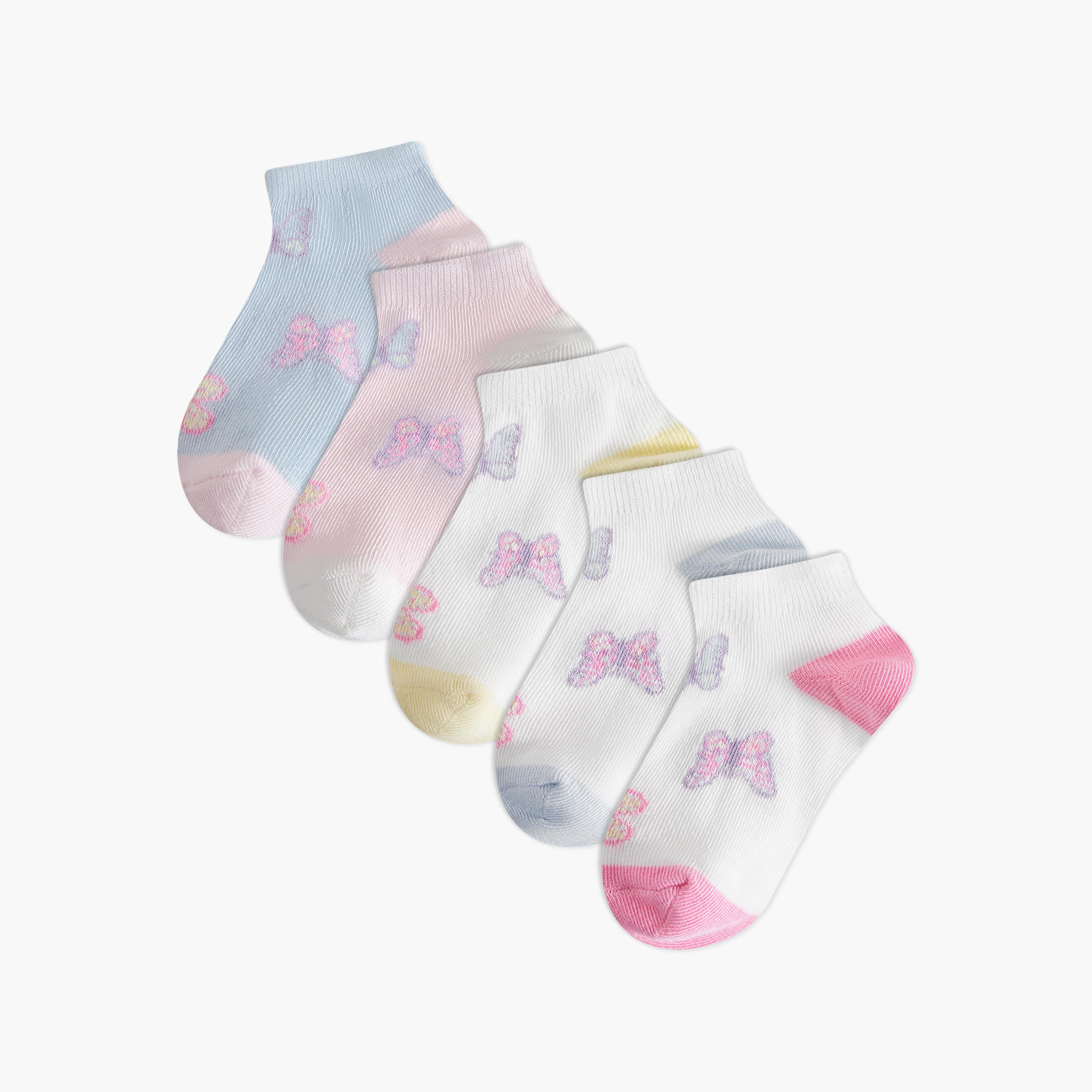 Pack of 5 Juniors Baby Girls Socks Butterfly Print-baby-girls-accessories-socks-image-1