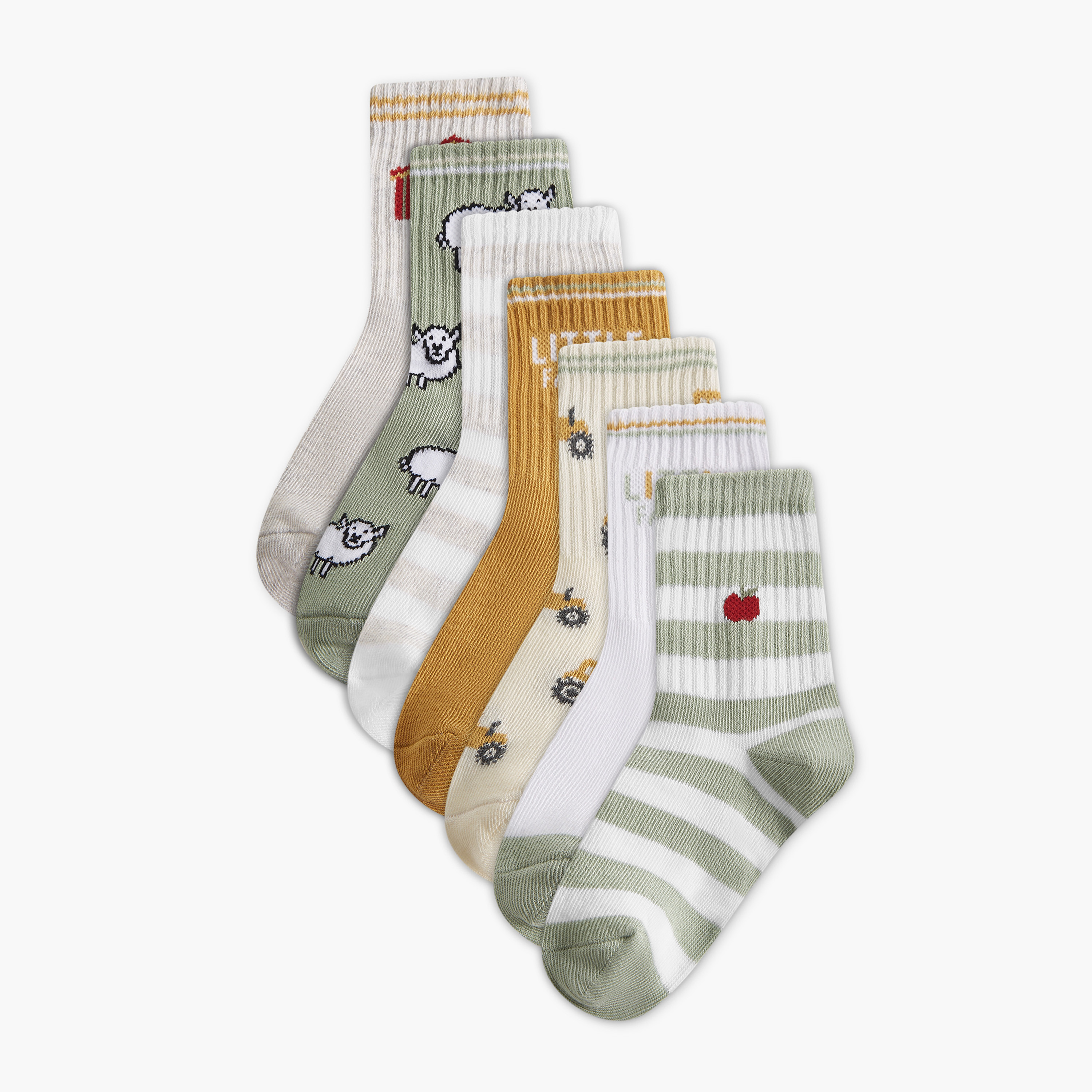 Juniors Printed Ankle Length Socks - Set of 7-baby-boys-accessories-socks-image-1