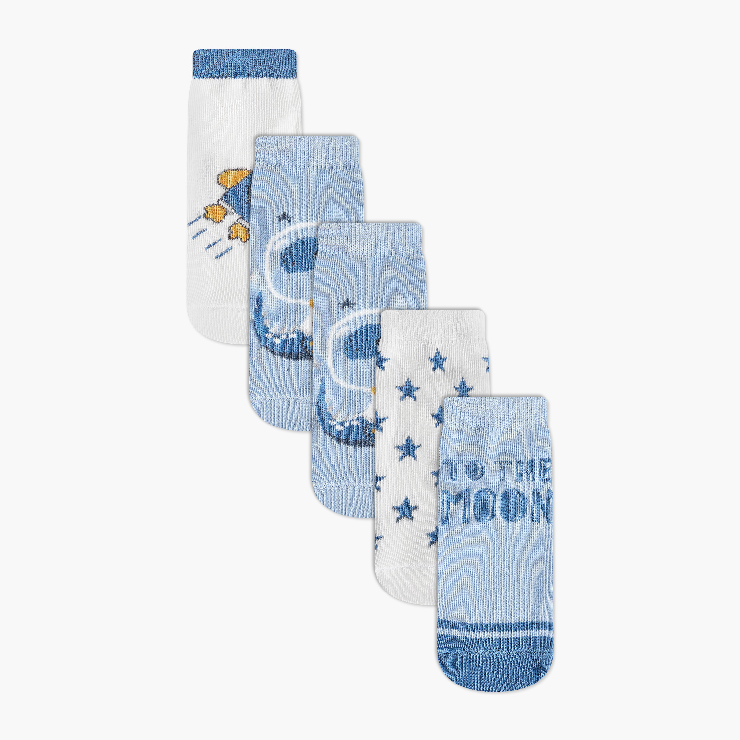 Pack of 5 Juniors Baby Boys Socks Space Print-baby-boys-accessories-socks-image-1
