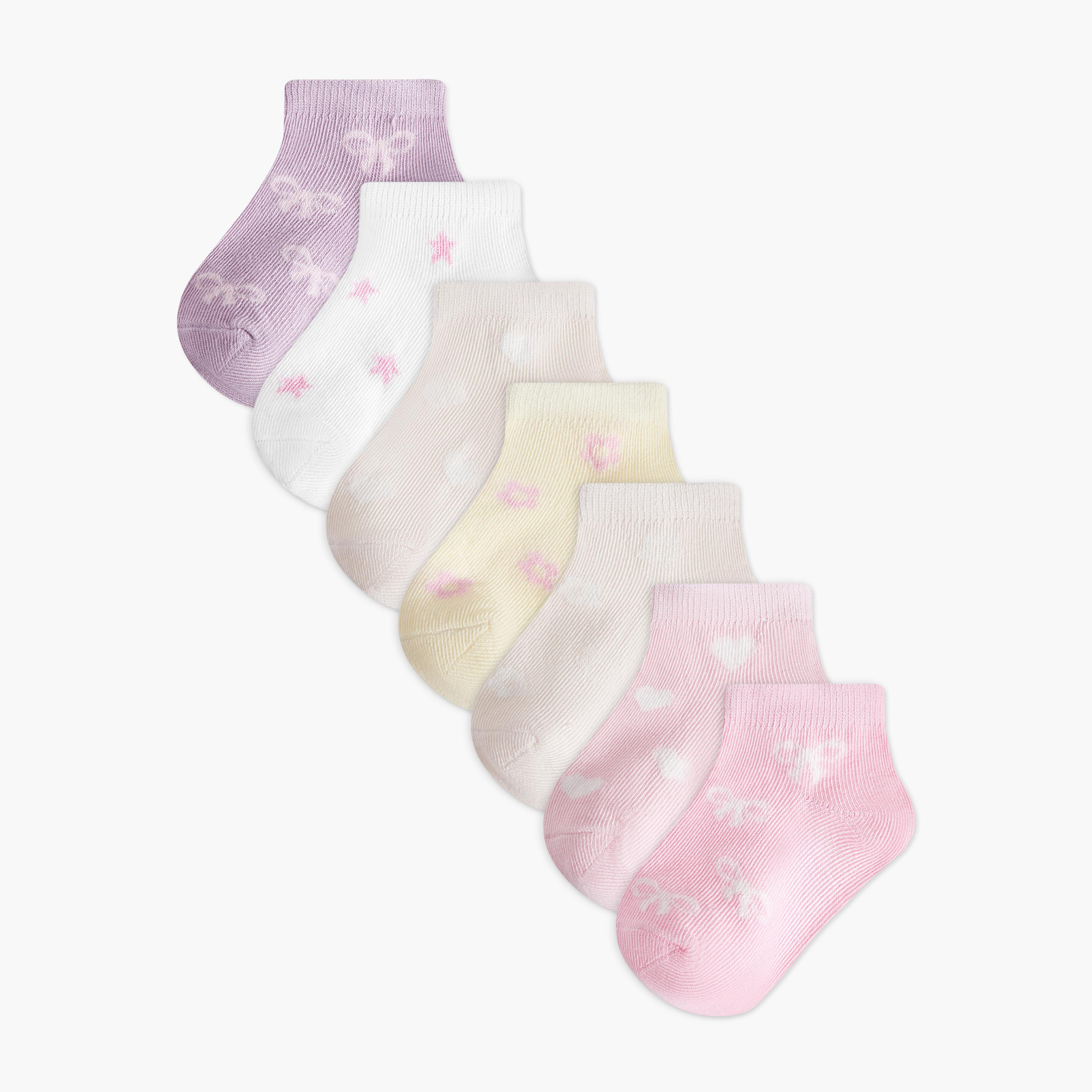 Pack of 7 Juniors Baby Girls Socks with Assorted Print-baby-girls-accessories-socks-image-1
