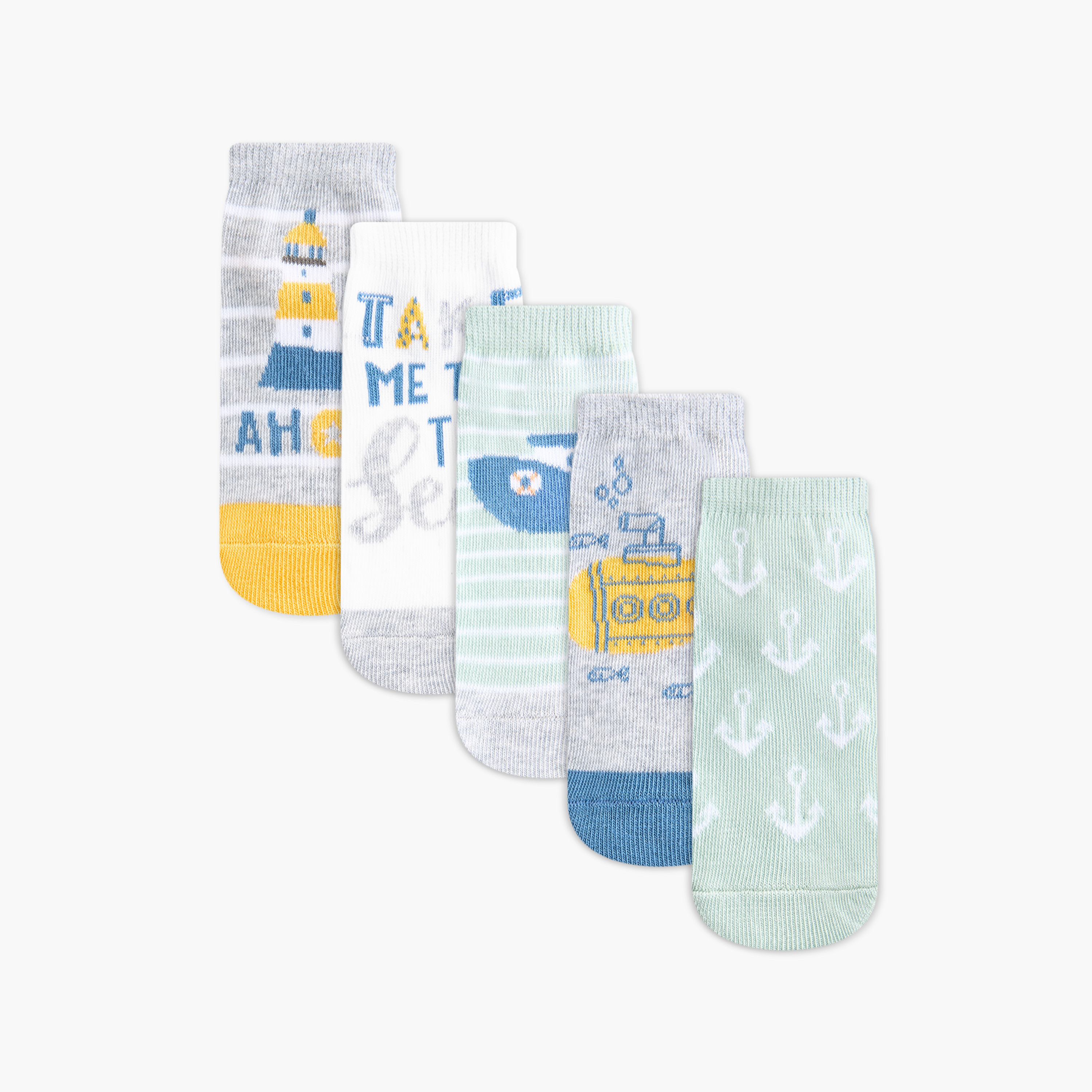 Juniors Printed Ankle Length Socks - Set of 5-baby-boys-accessories-socks-image-1