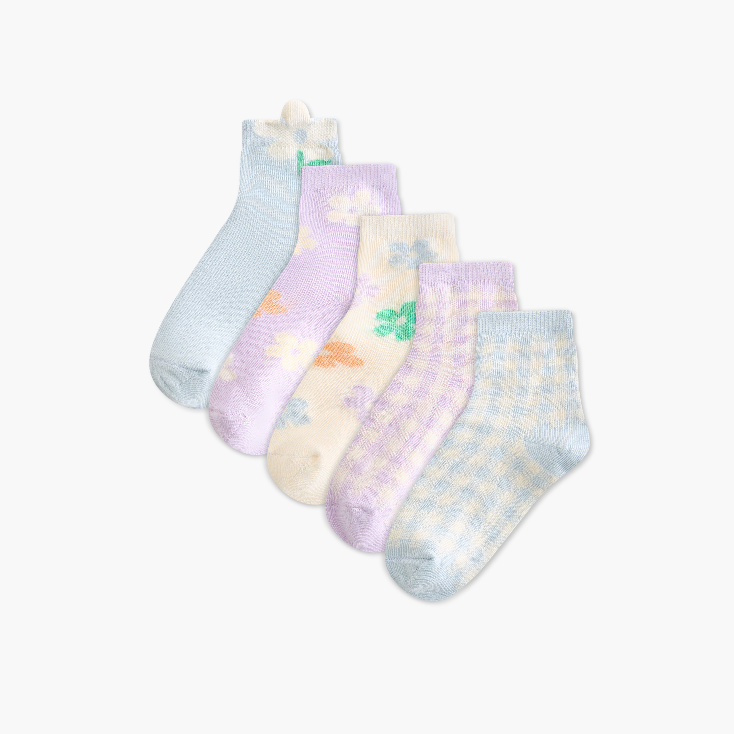 Juniors Printed Crew Length Socks - Set of 5-baby-girls-accessories-socks-image-1