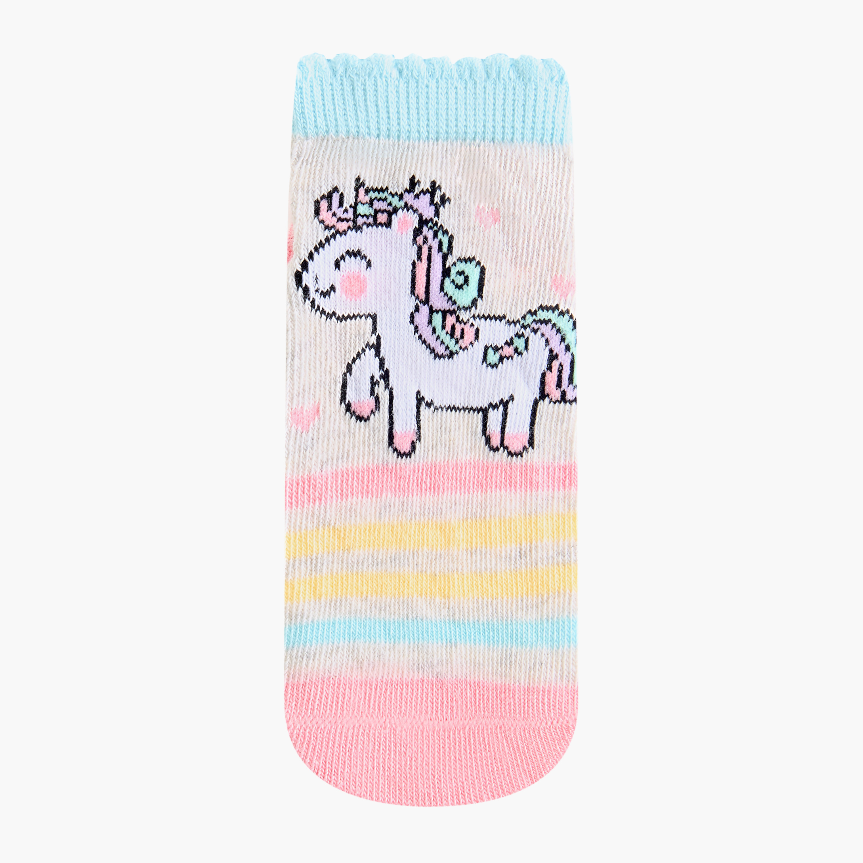 Juniors Unicorn Print Ankle Length Socks - Set of 7-baby-girls-accessories-socks-image-2