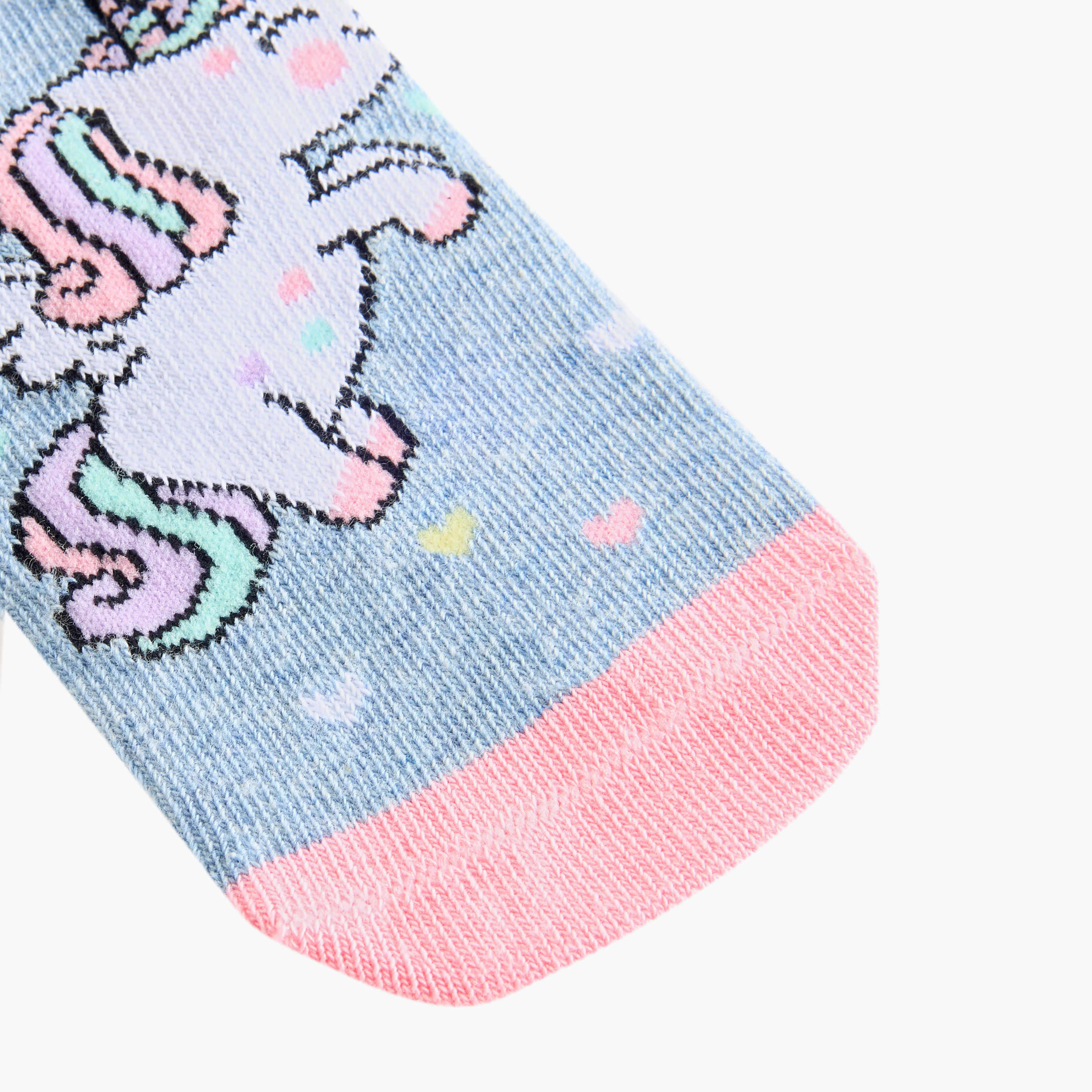 Juniors Unicorn Print Ankle Length Socks - Set of 7-baby-girls-accessories-socks-image-3