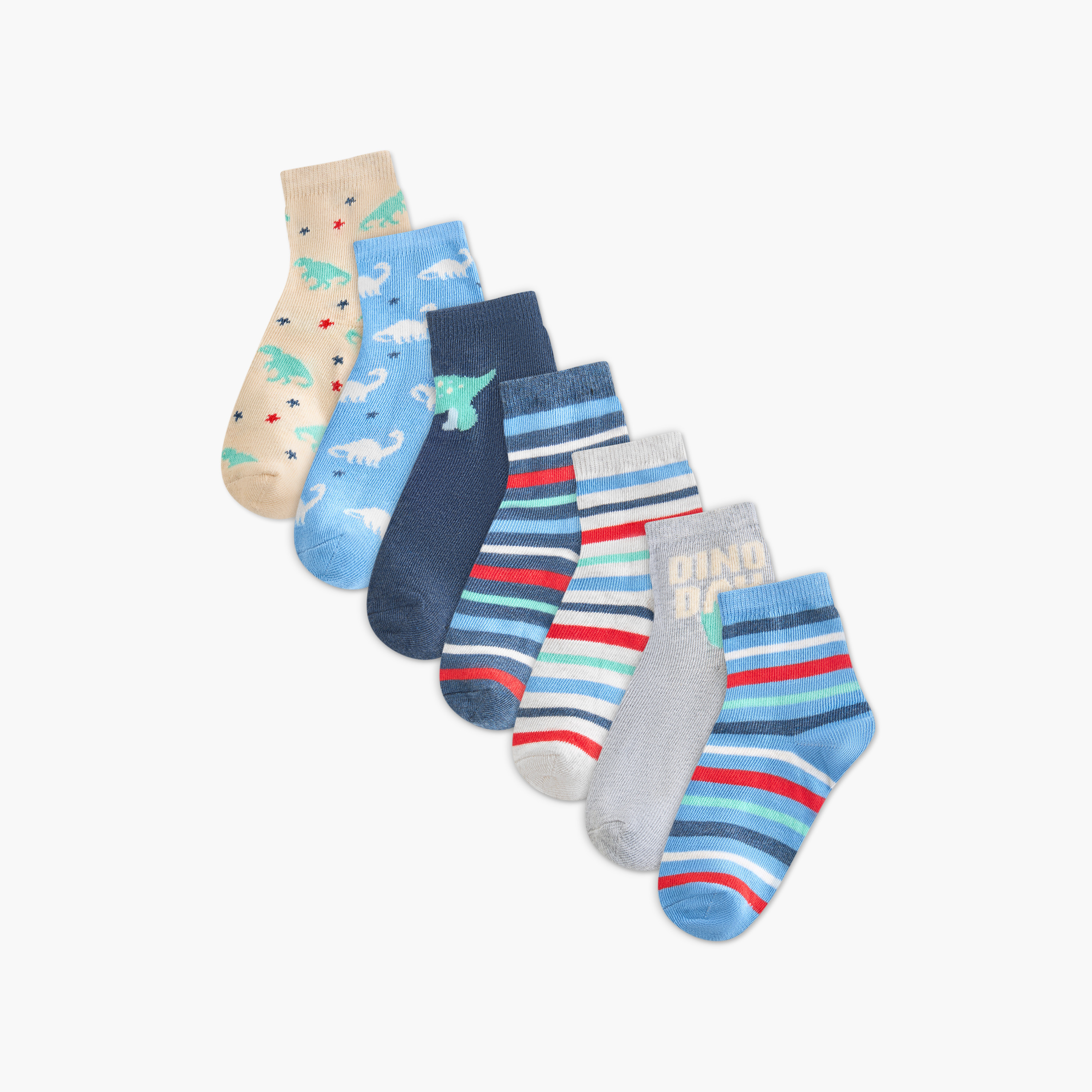 Juniors Printed Ankle Length Socks - Set of 7-baby-boys-accessories-socks-image-1