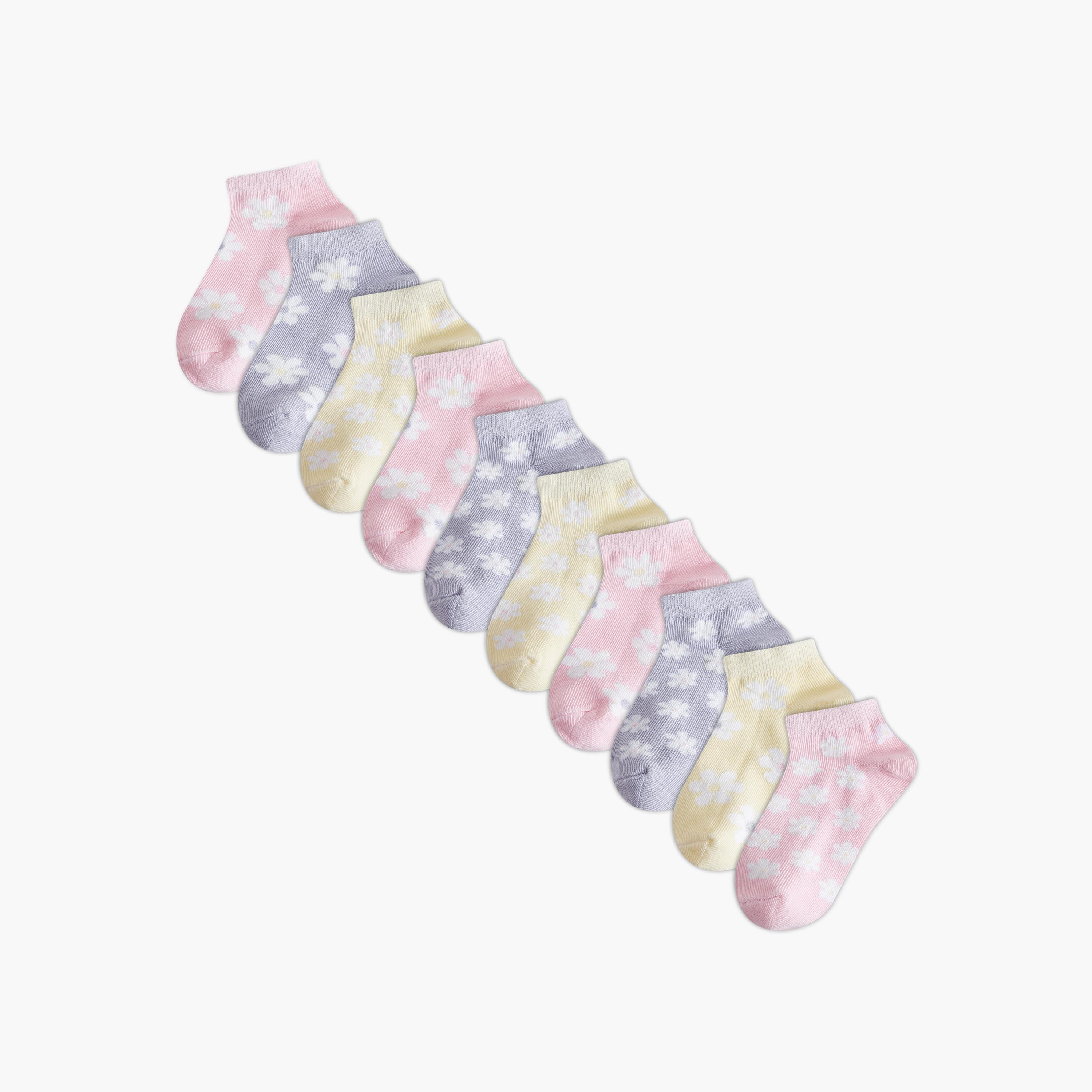 Pack of 10 Juniors Baby Girls Socks Floral Print-baby-girls-accessories-socks-image-1