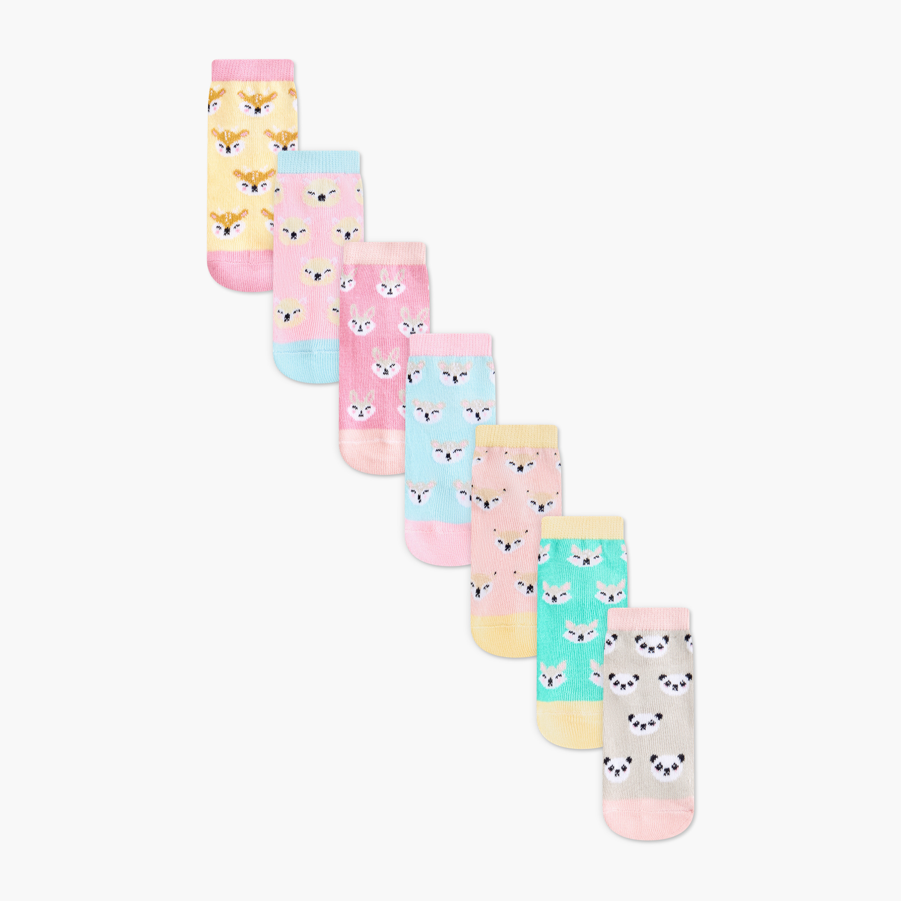 طقم جوارب طول الكاحل 7 أزواج بطبعات حيوانات من جونيورز-baby-boys-accessories-socks-image-1