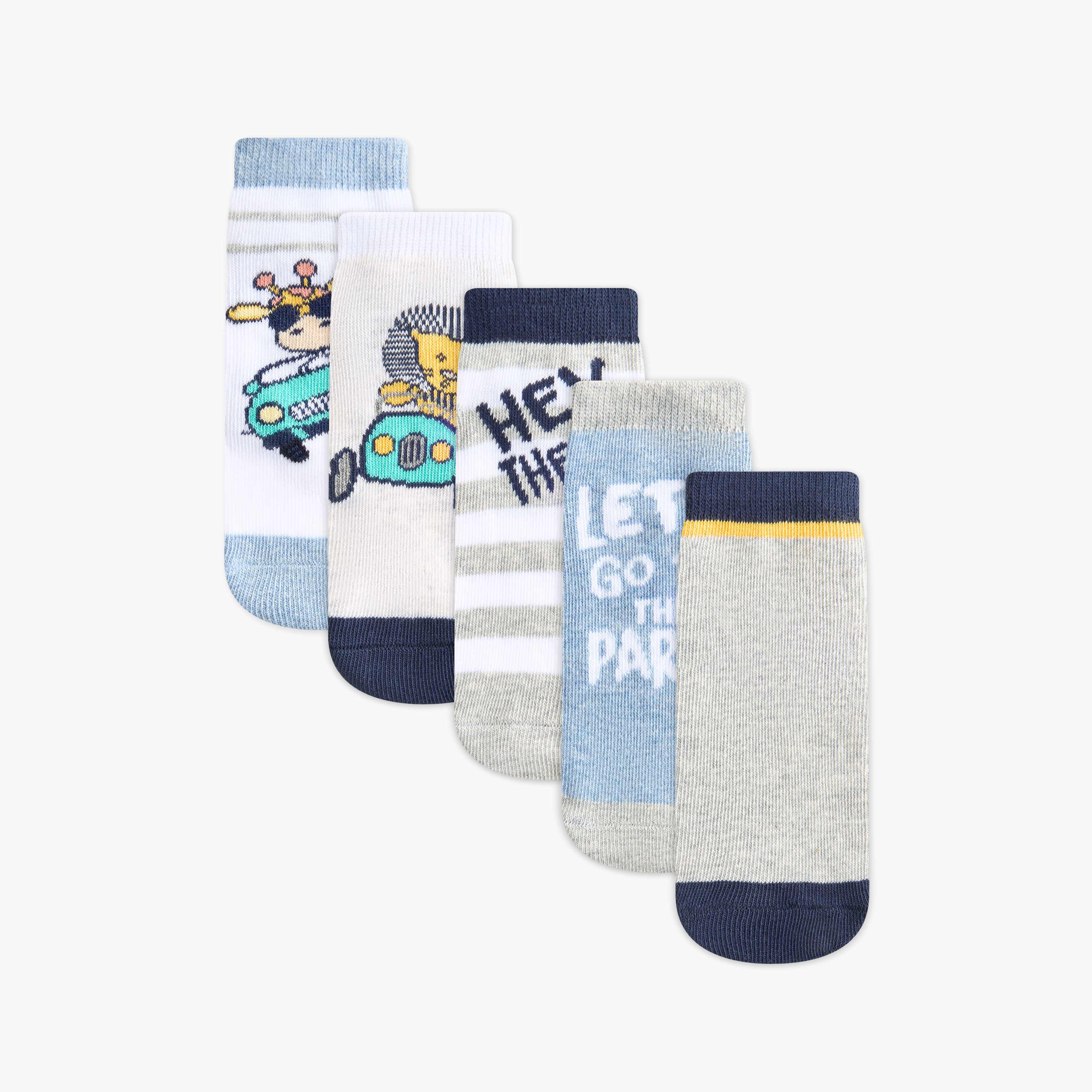طقم جوارب بطول الكاحل 5 أزواج بطبعات من جونيورز-baby-boys-accessories-socks-image-1