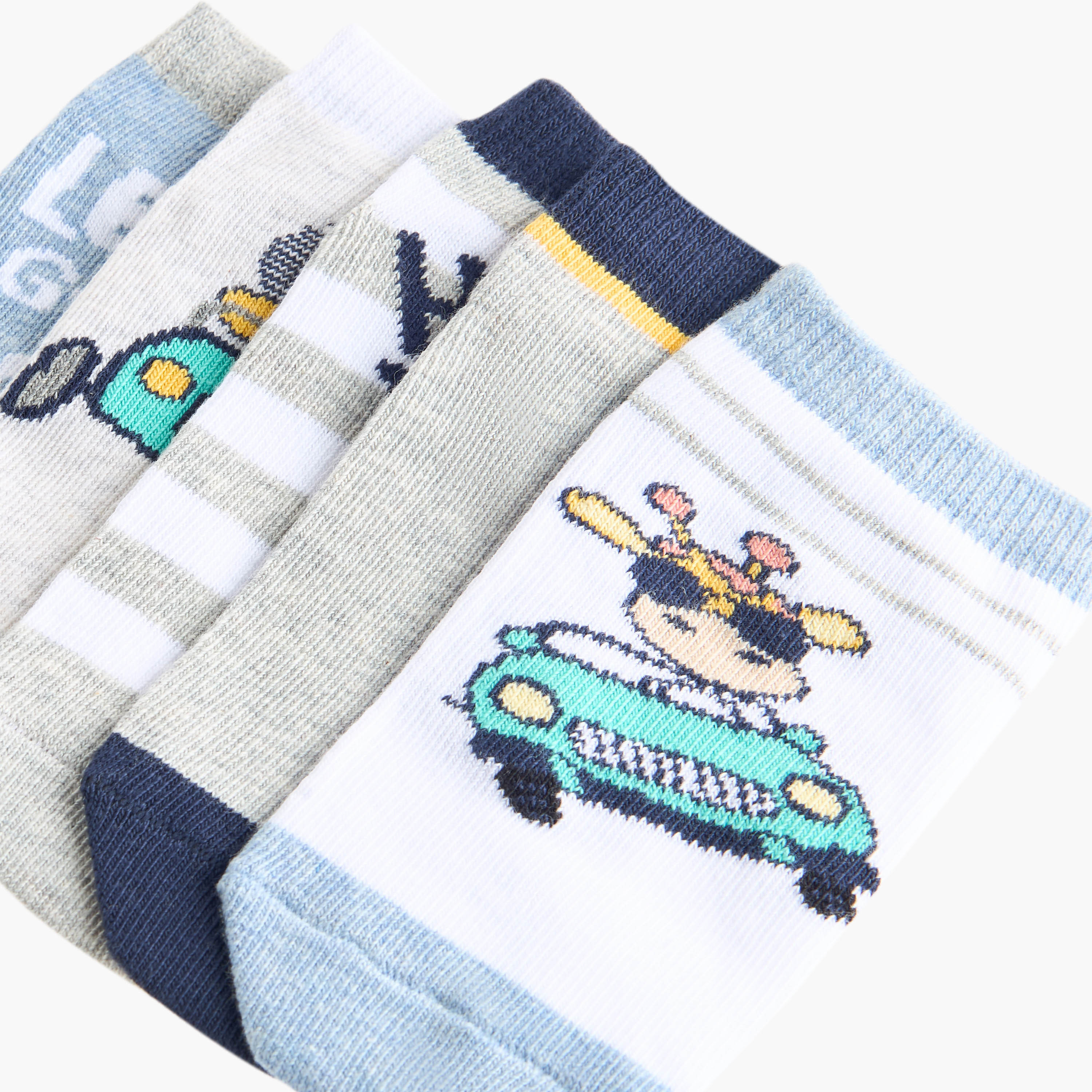 طقم جوارب بطول الكاحل 5 أزواج بطبعات من جونيورز-baby-boys-accessories-socks-image-4