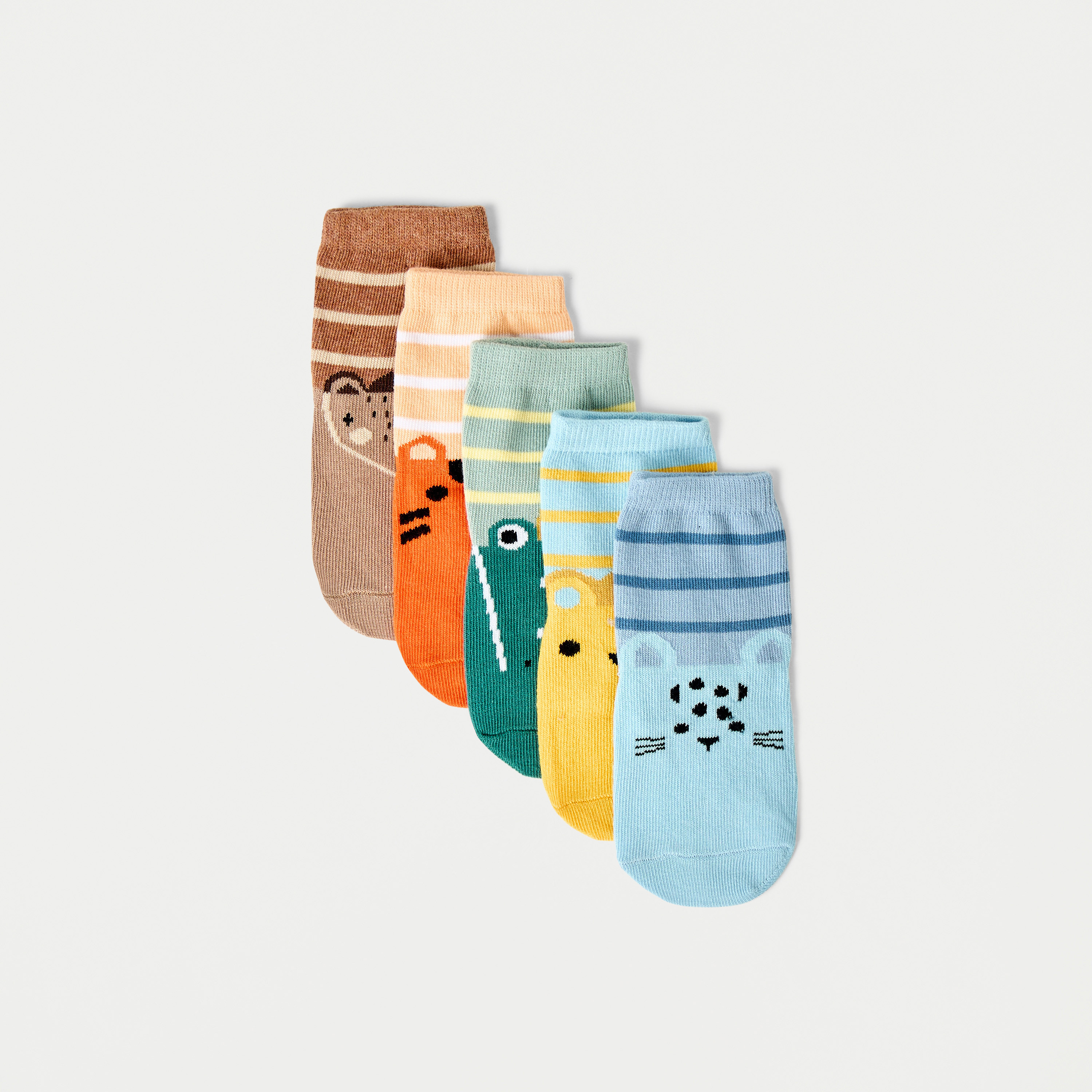 جوارب بطبعات حيوانات من جونيورز - طقم من 5 أزواج-baby-boys-accessories-socks-image-2