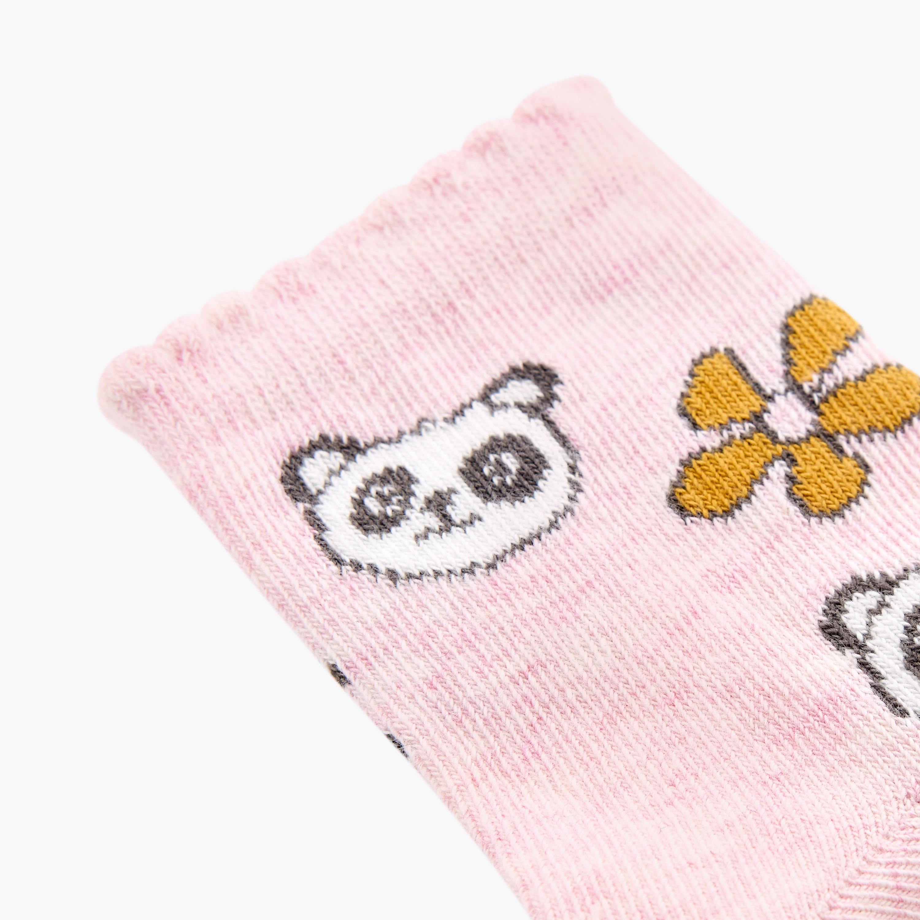 Juniors Printed Ankle Length Socks with Scalloped Hem - Set of 5-baby-girls-accessories-socks-image-2