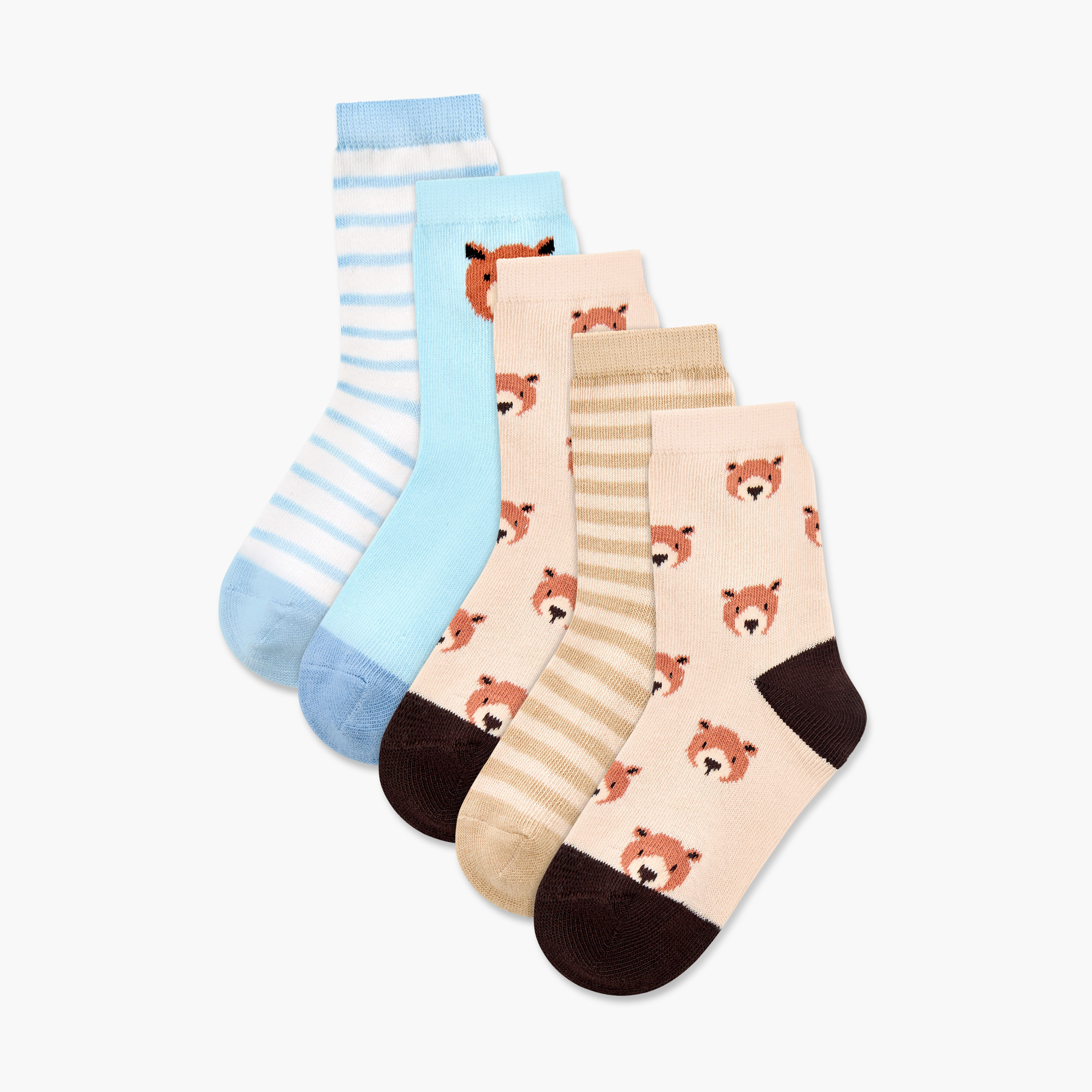 Juniors Printed Ankle Length Socks - Set of 5-baby-boys-accessories-socks-image-1