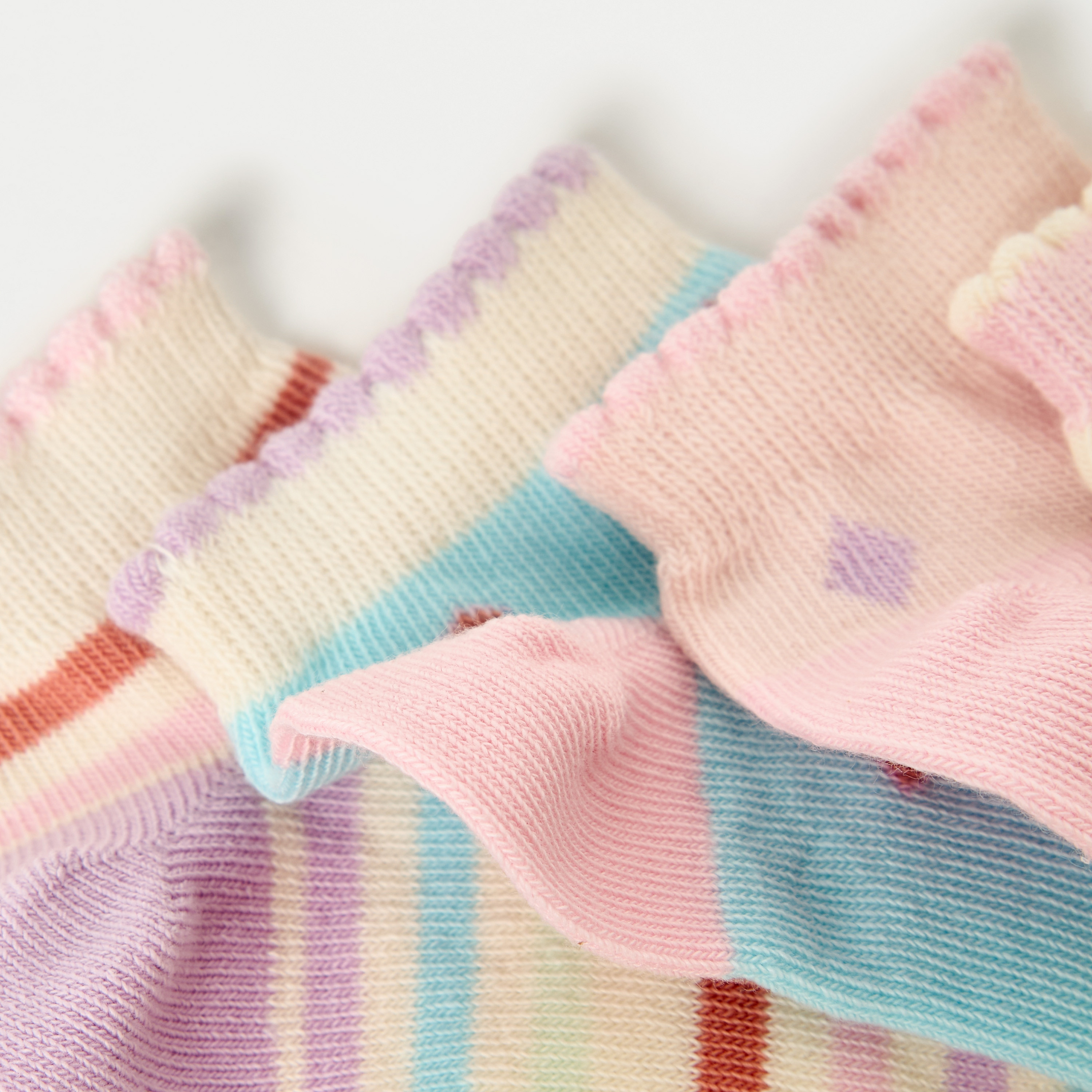 Juniors Unicorn Print Ankle Length Socks with Scallop Hem - Set of 5-baby-girls-accessories-socks-image-3
