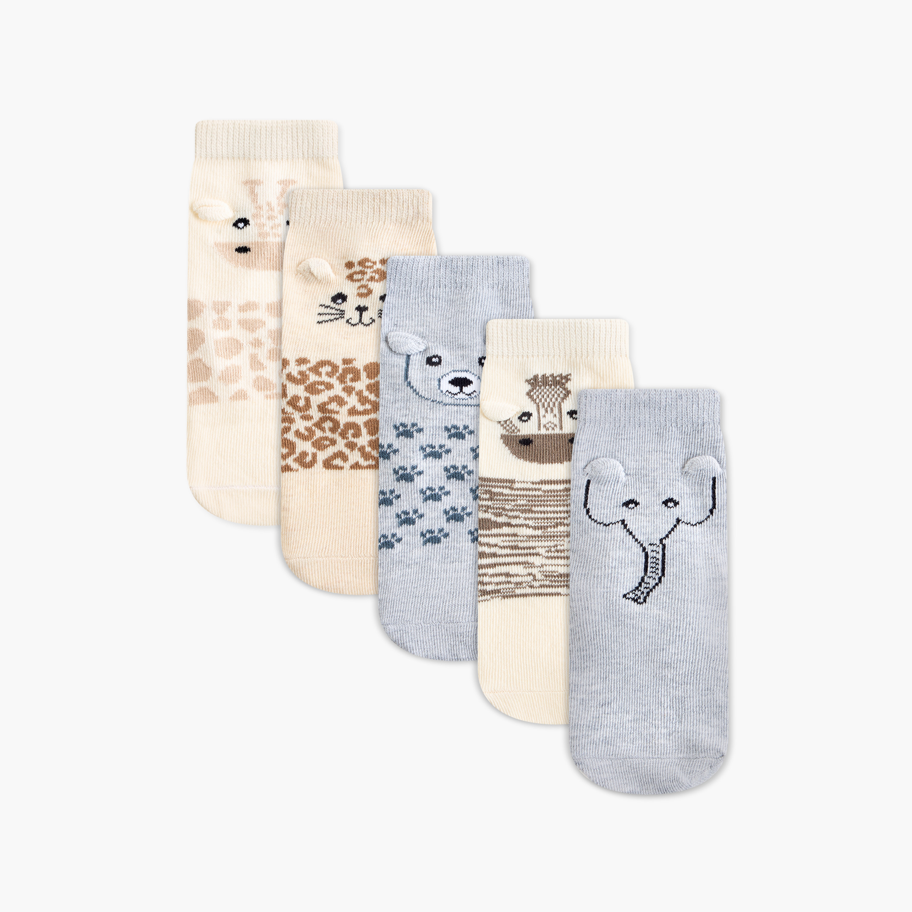 طقم جوارب بطول الكاحل 5 أزواج مزينة بأذنين من جونيورز-baby-boys-accessories-socks-image-1