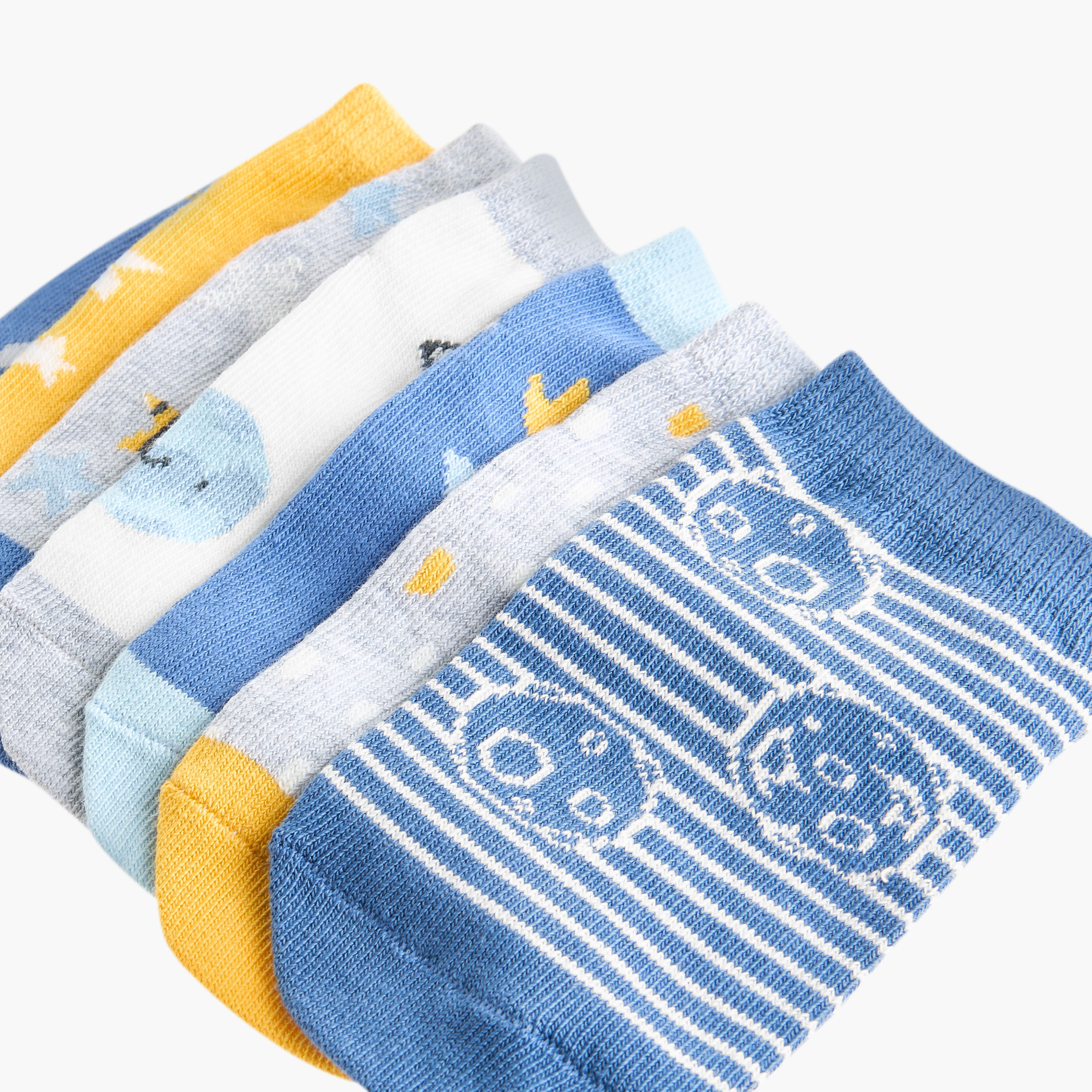 Juniors Print Ankle Length Socks - Set of 7-baby-boys-accessories-socks-image-4