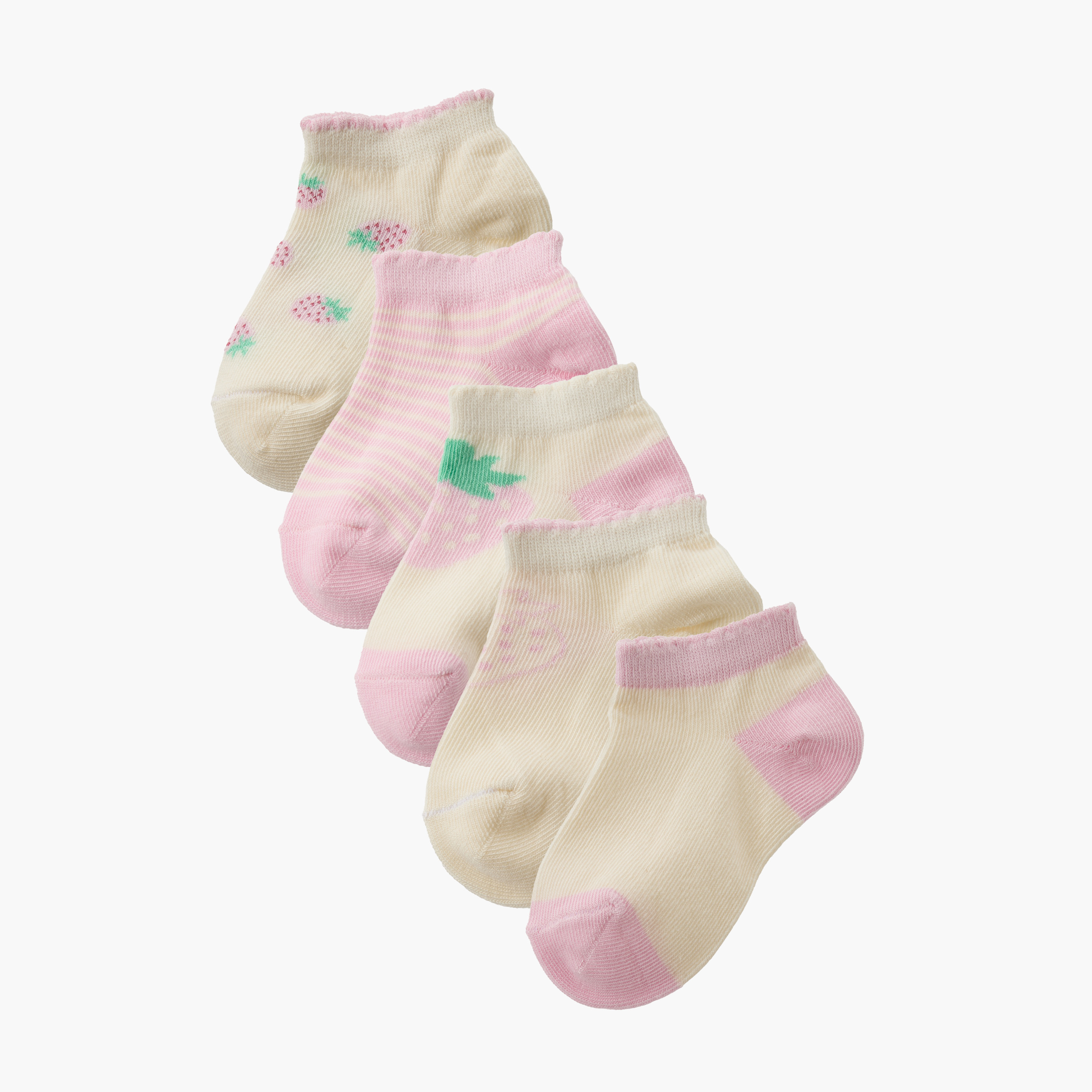 Pack of 5 Juniors Baby Girls Socks with Strawberry Print-baby-girls-accessories-socks-image-1