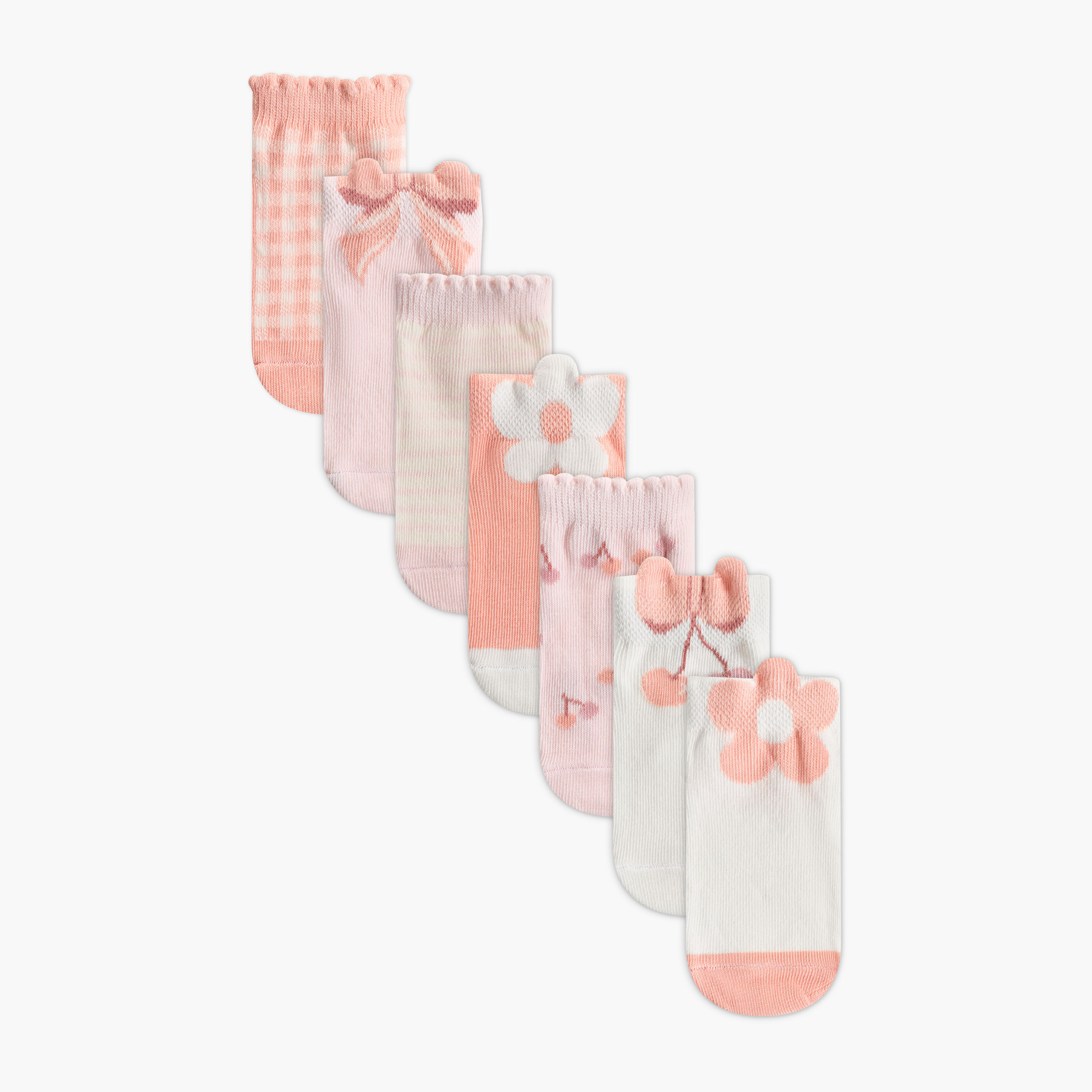 Pack of 7 Juniors Baby Girls Socks with Assorted Prints-baby-girls-accessories-socks-image-1