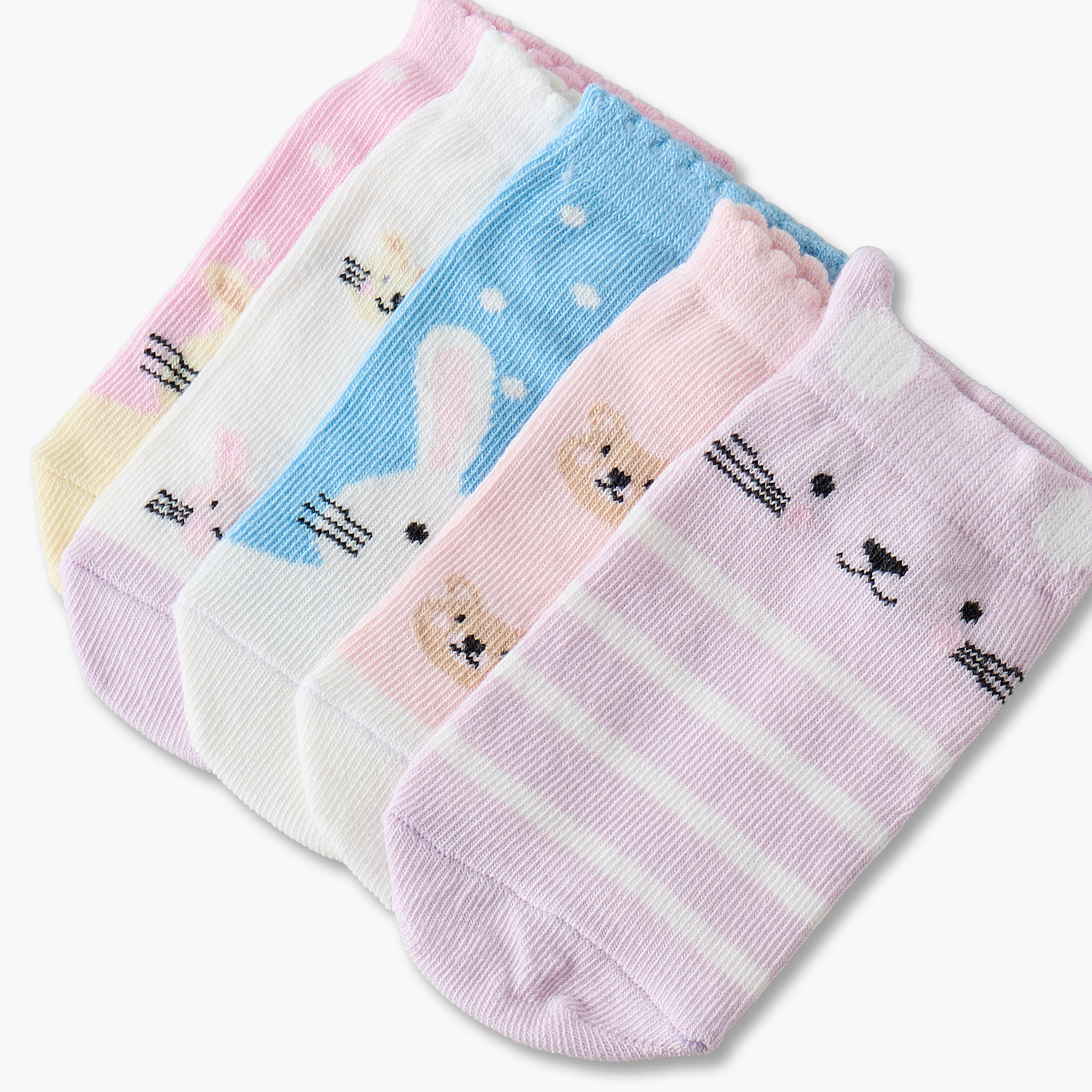 طقم جوارب للبنات الرضع بطبعة أرنب - 5 أزواج-baby-girls-accessories-socks-image-8