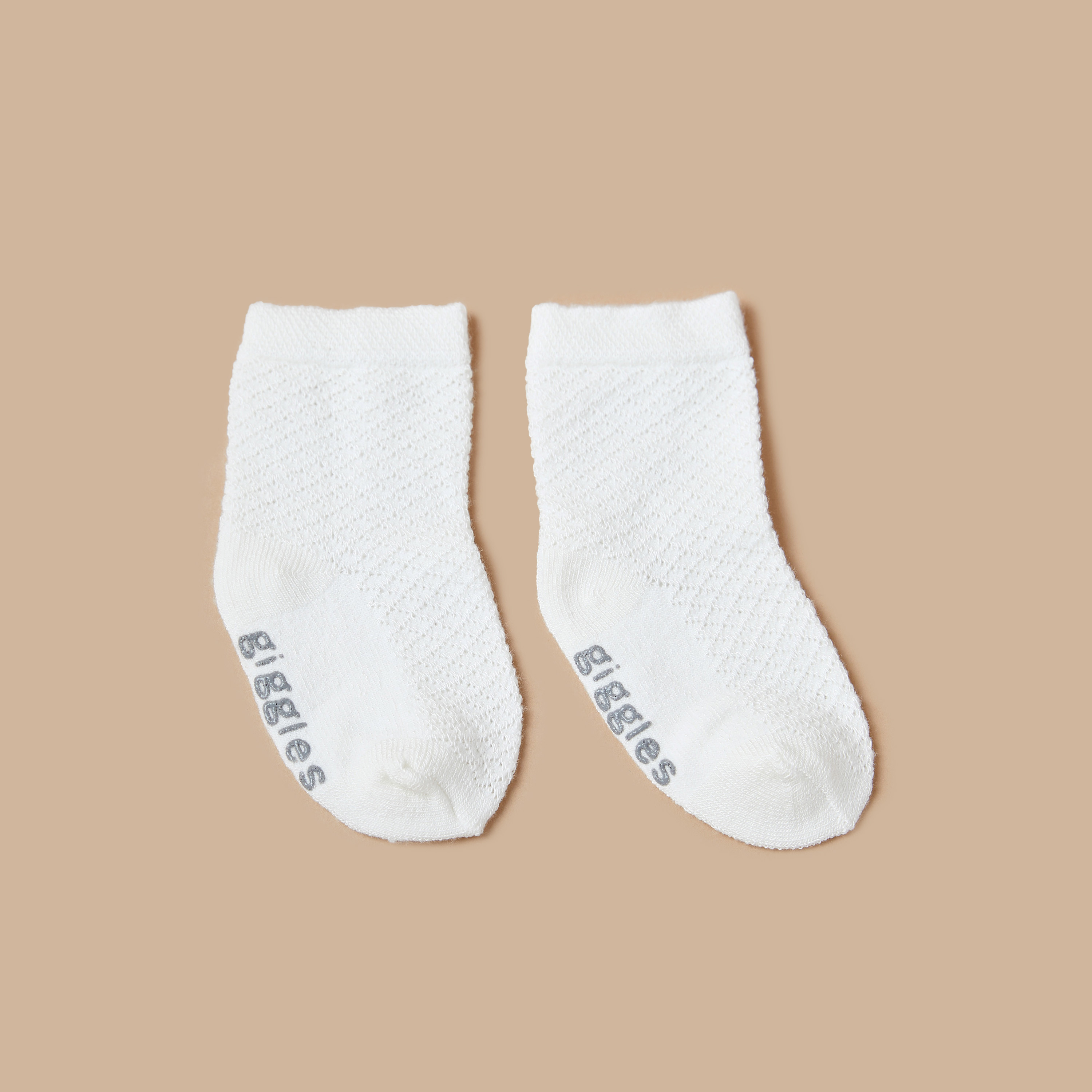 Giggles Textured Ankle Length Socks with Elasticated Hem - Set of 2-baby-girls-accessories-socks-image-1