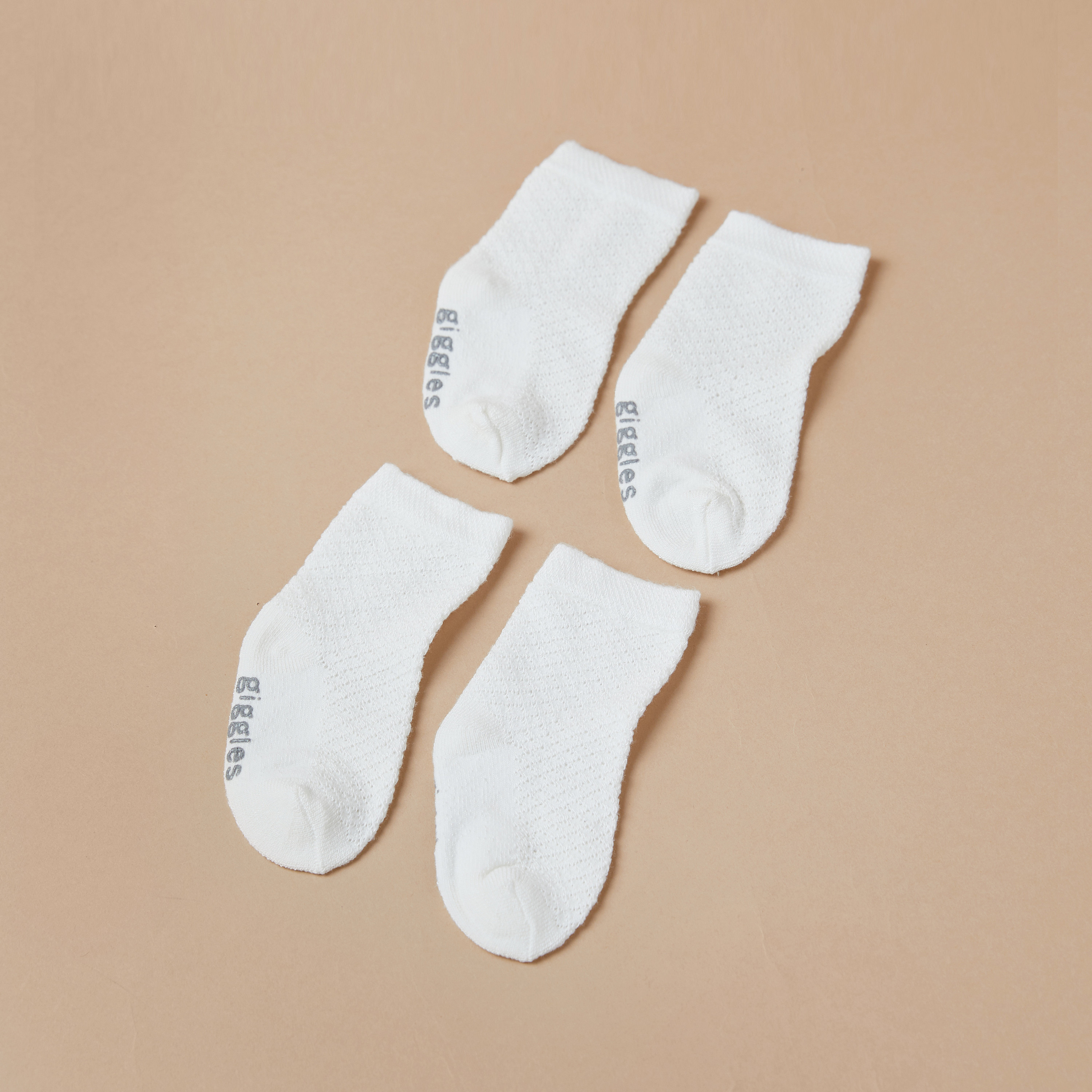 Giggles Textured Ankle Length Socks with Elasticated Hem - Set of 2-baby-girls-accessories-socks-image-2