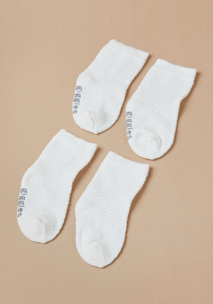 Giggles Textured Ankle Length Socks with Elasticated Hem - Set of 2-Socks-image-1