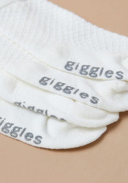 Giggles Textured Ankle Length Socks with Elasticated Hem - Set of 2