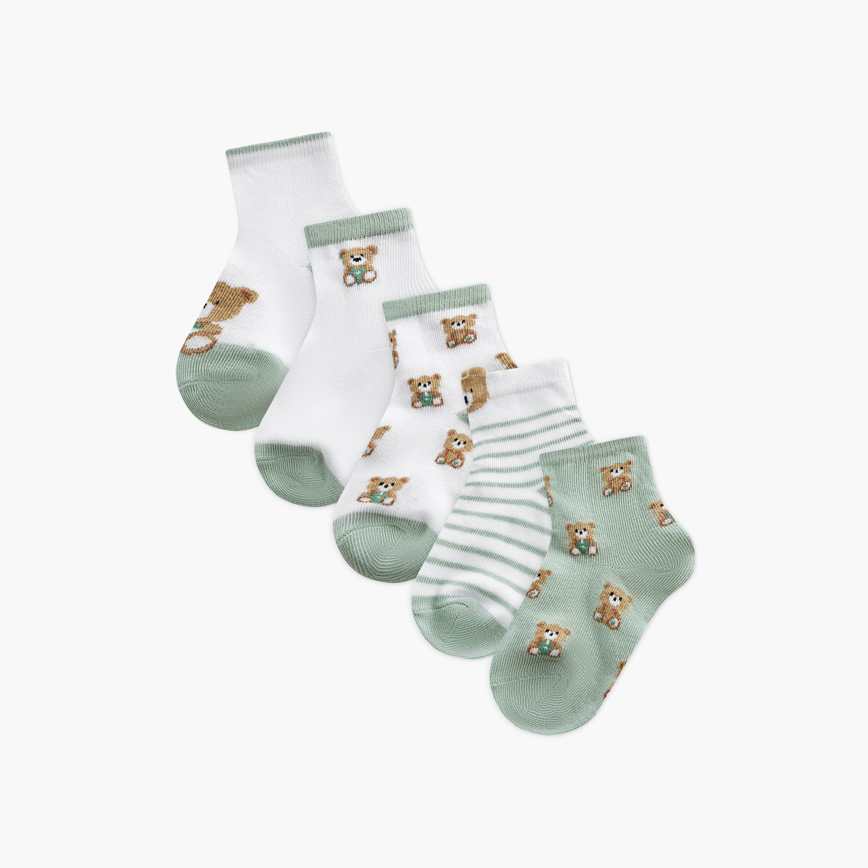Juniors Bear Print Socks - Set of 5-baby-girls-accessories-socks-image-1