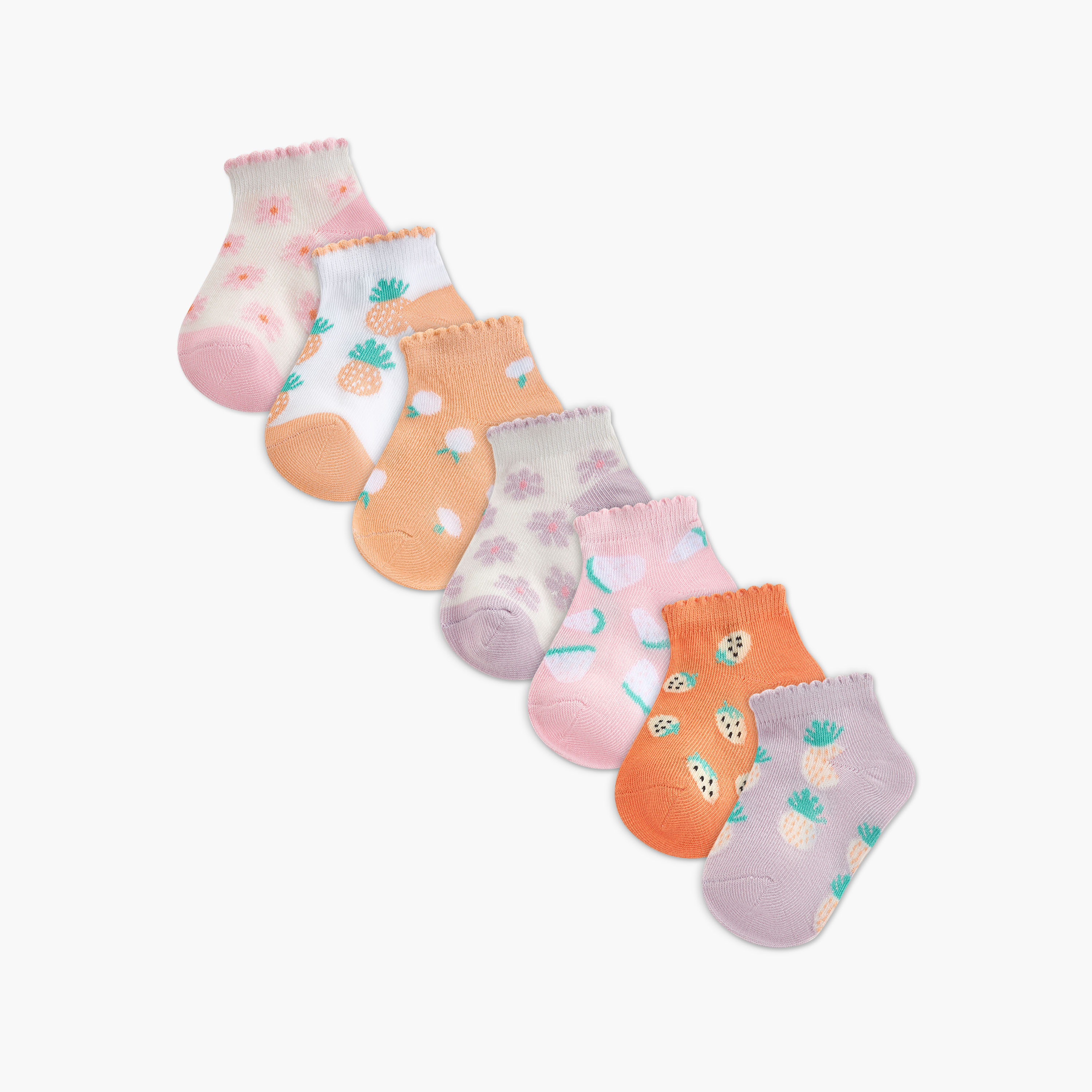 Pack of 7 Juniors Baby Girls Socks with Print-baby-girls-accessories-socks-image-1