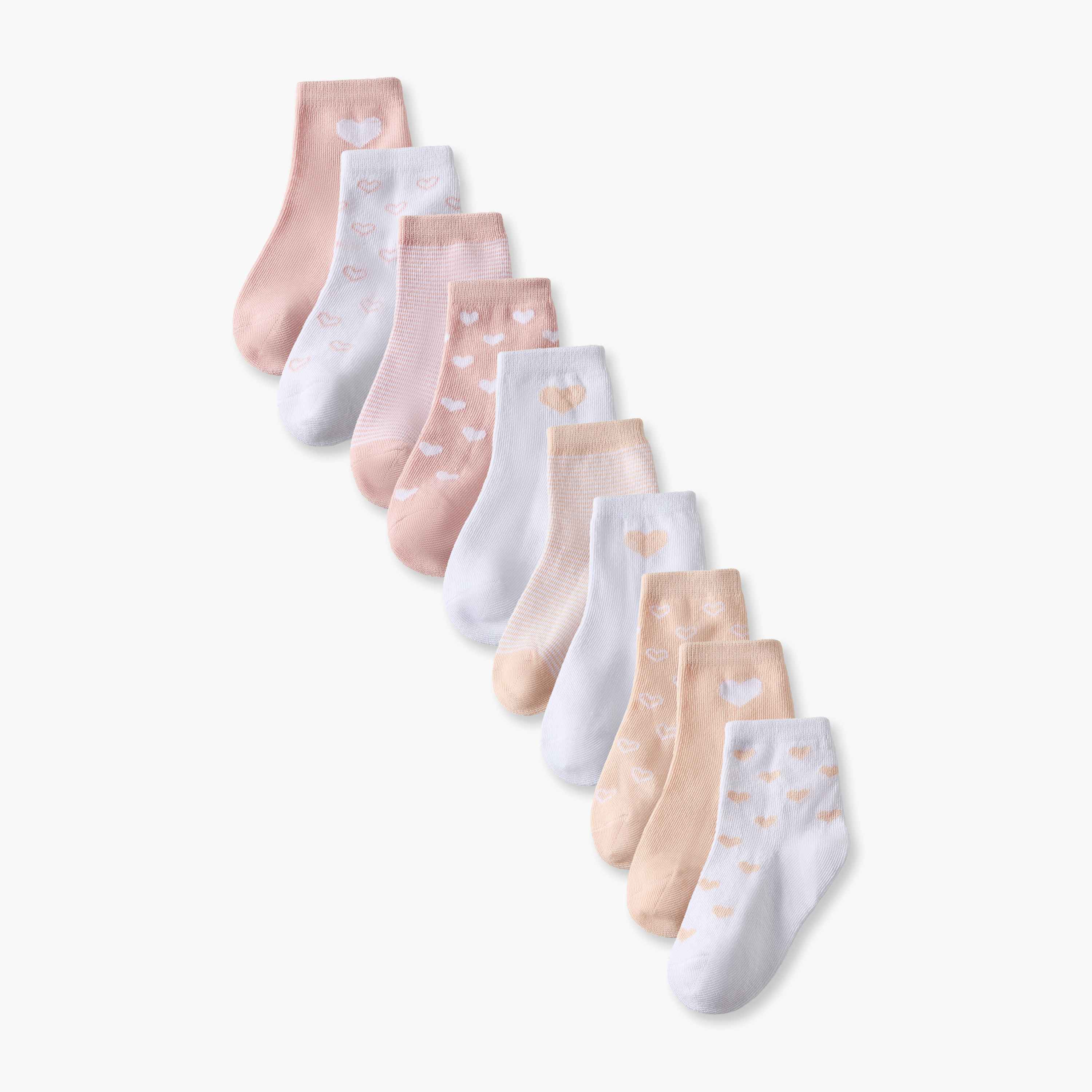 Pack of 10 Juniors Baby Girls Socks Heart Print-baby-girls-accessories-socks-image-1