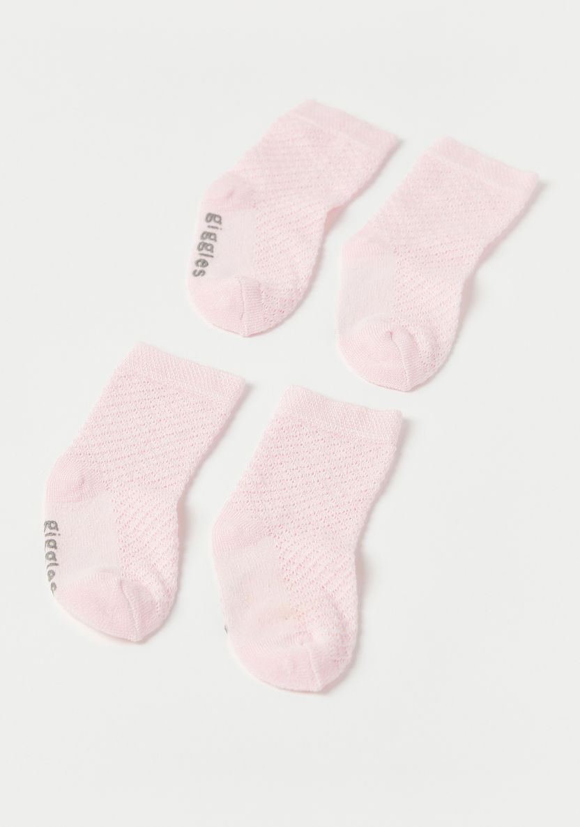 Giggles Textured Ankle Length Socks - Set of 2-Socks-image-1
