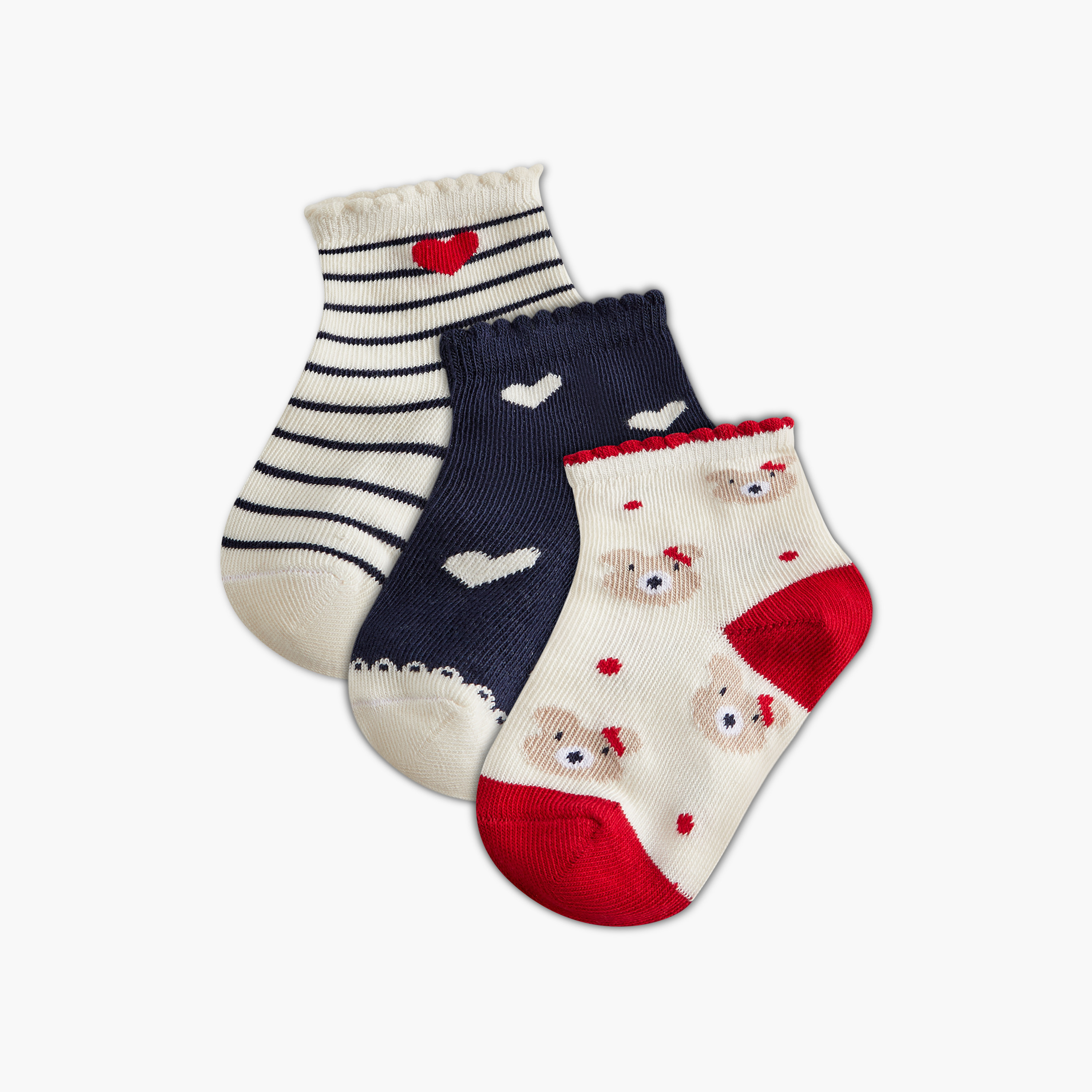 Juniors Assorted Ankle Length Socks - Set of 3-baby-boys-accessories-socks-image-1