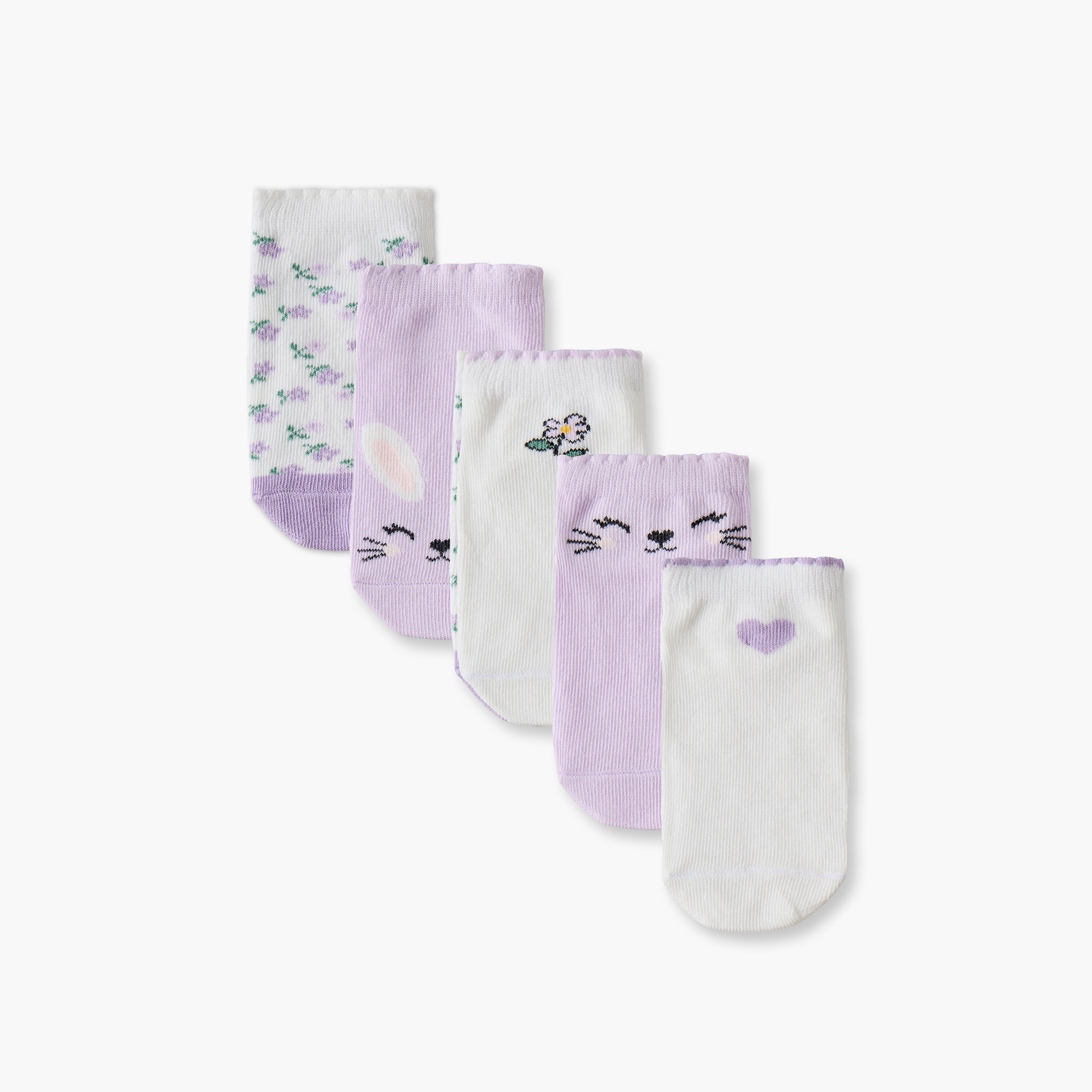 Pack of 5 Juniors Baby Girls Socks with Bunny Print-baby-girls-accessories-socks-image-1