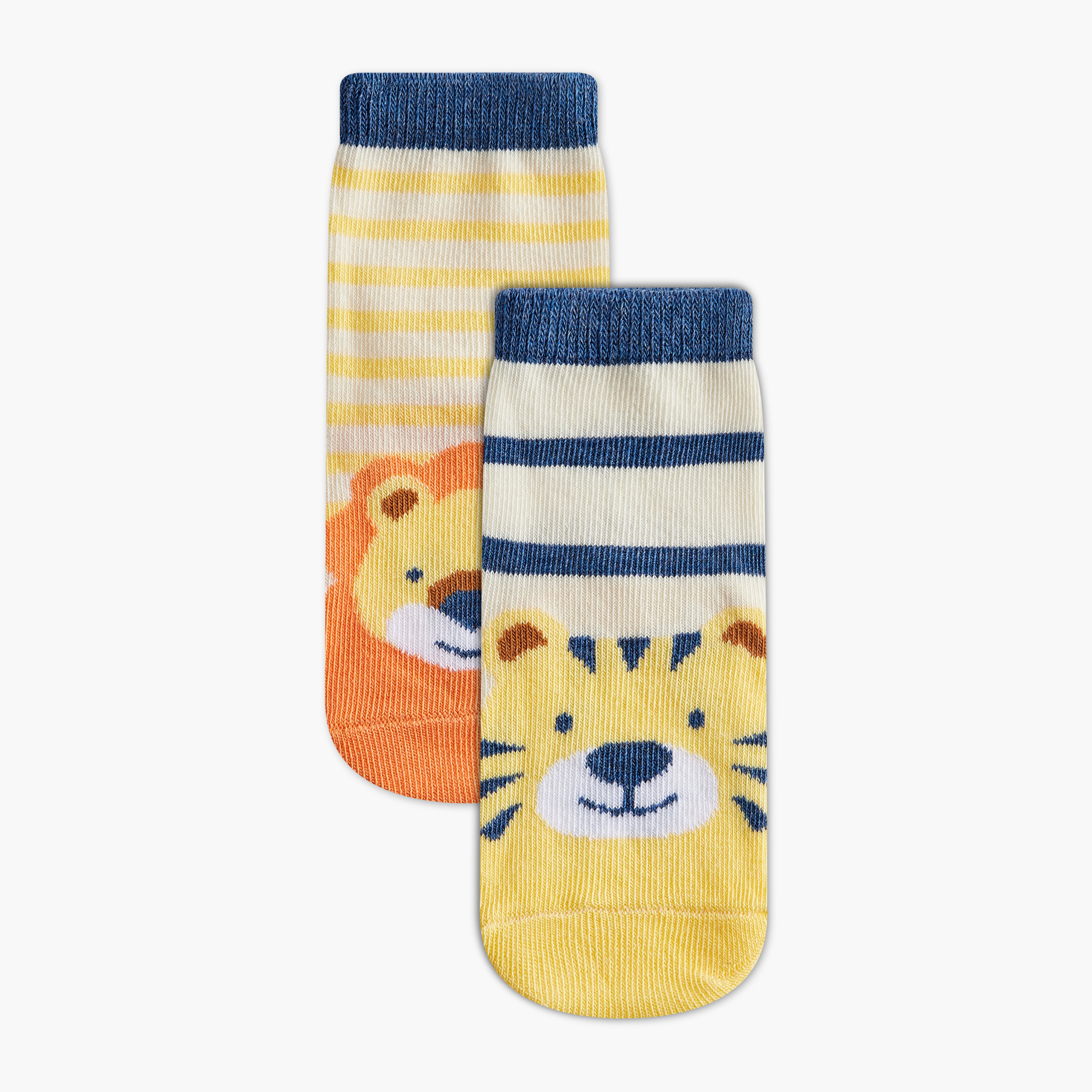طقم جوارب من زوجين بطول الكاحل وبتزيينات حيوانات من جونيورز-baby-boys-accessories-socks-image-1