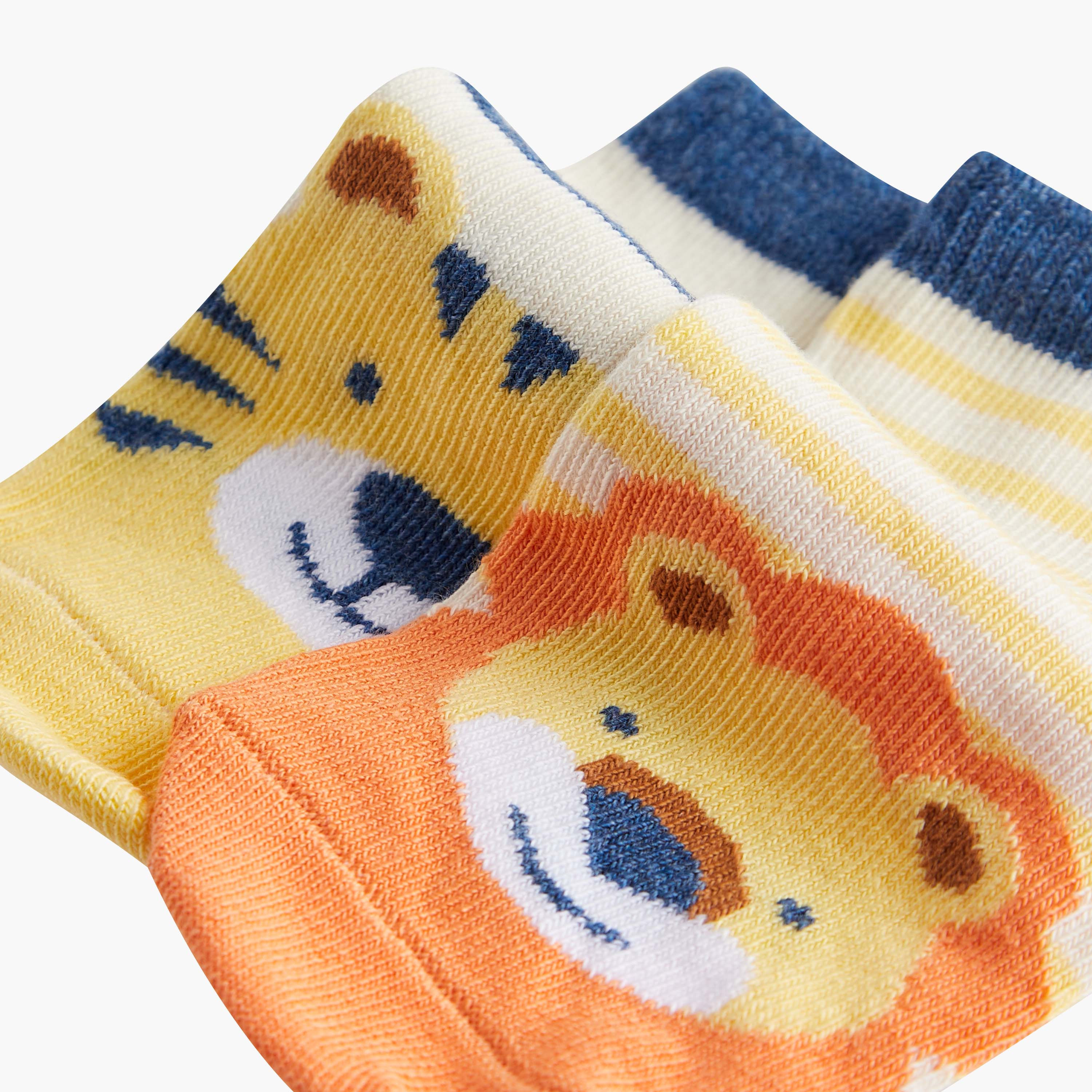طقم جوارب من زوجين بطول الكاحل وبتزيينات حيوانات من جونيورز-baby-boys-accessories-socks-image-4
