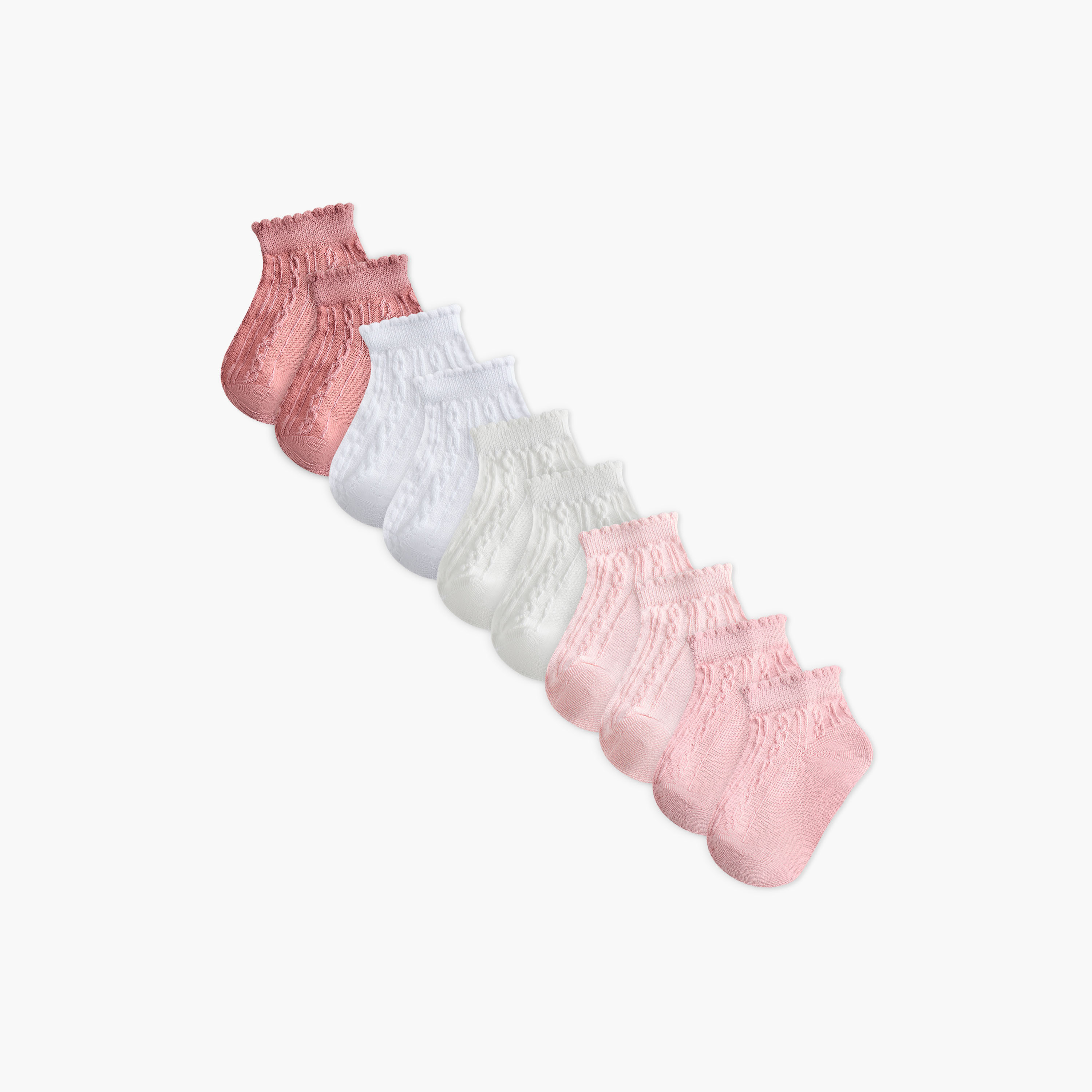 Juniors Textured Ankle Length Socks - Set of 5-baby-girls-accessories-socks-image-1