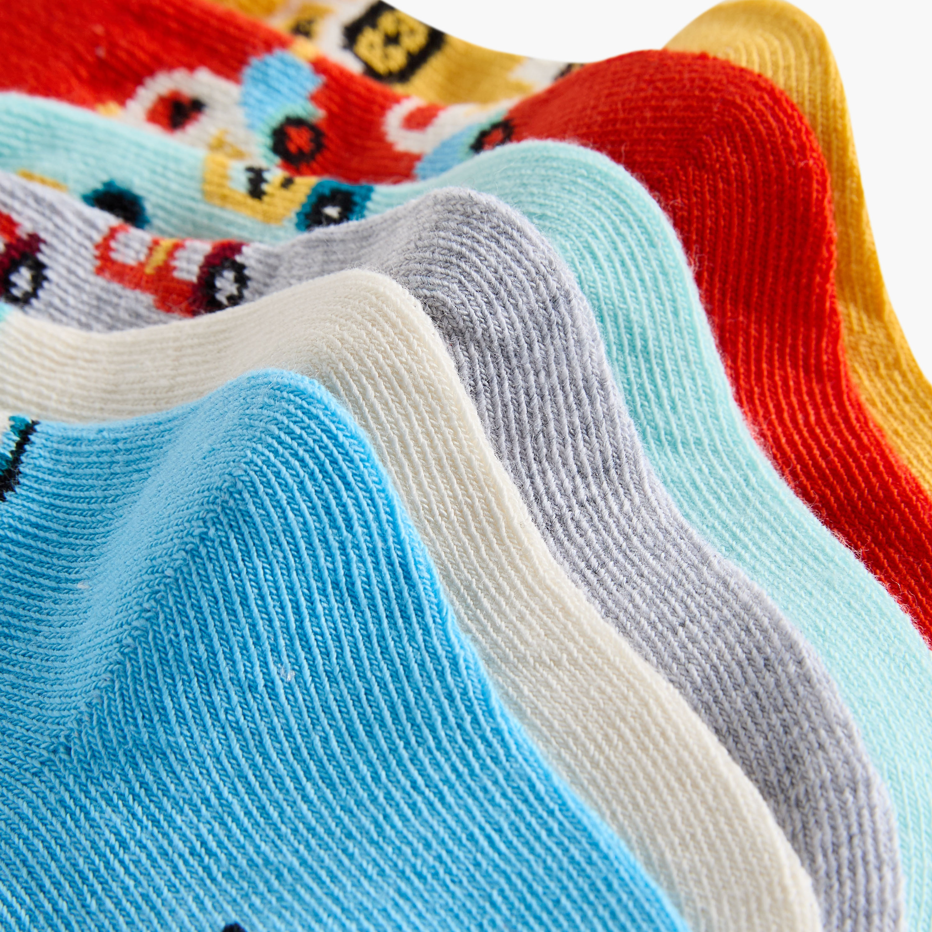 طقم جوارب 7 أزواج بطول الكاحل وطبعات مركبات من جونيورز-baby-boys-accessories-socks-image-4
