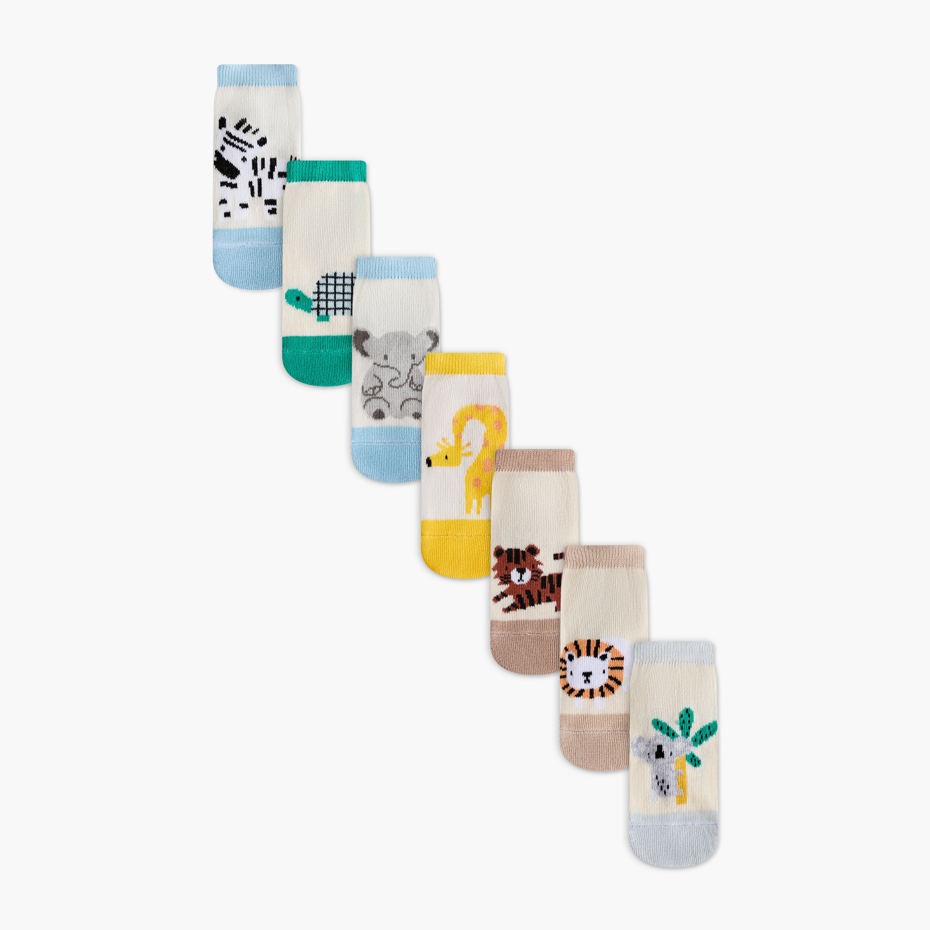 Juniors Animal Print Ankle Lenght Socks - Set of 7-baby-boys-accessories-socks-image-1