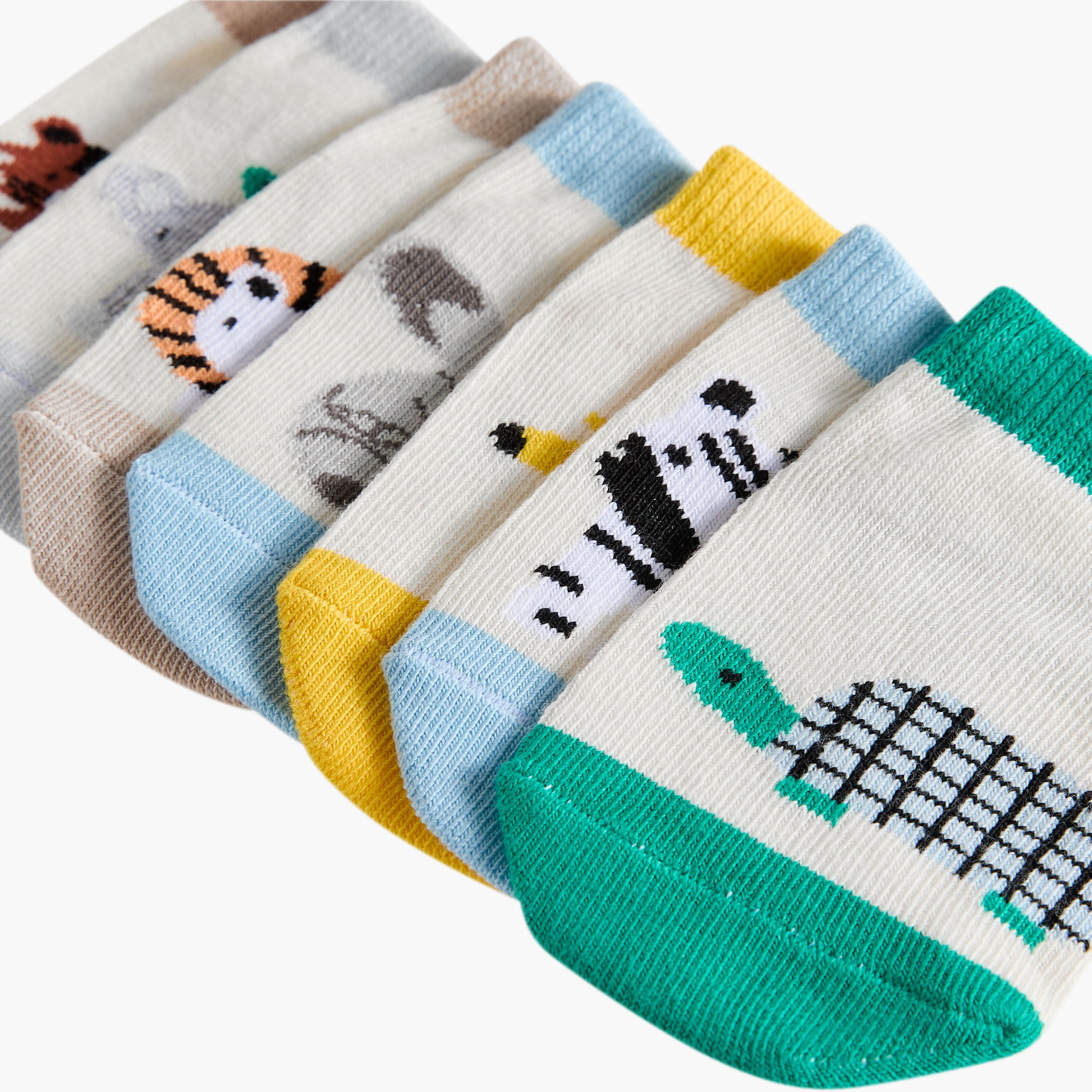 Juniors Animal Print Ankle Lenght Socks - Set of 7-baby-boys-accessories-socks-image-3