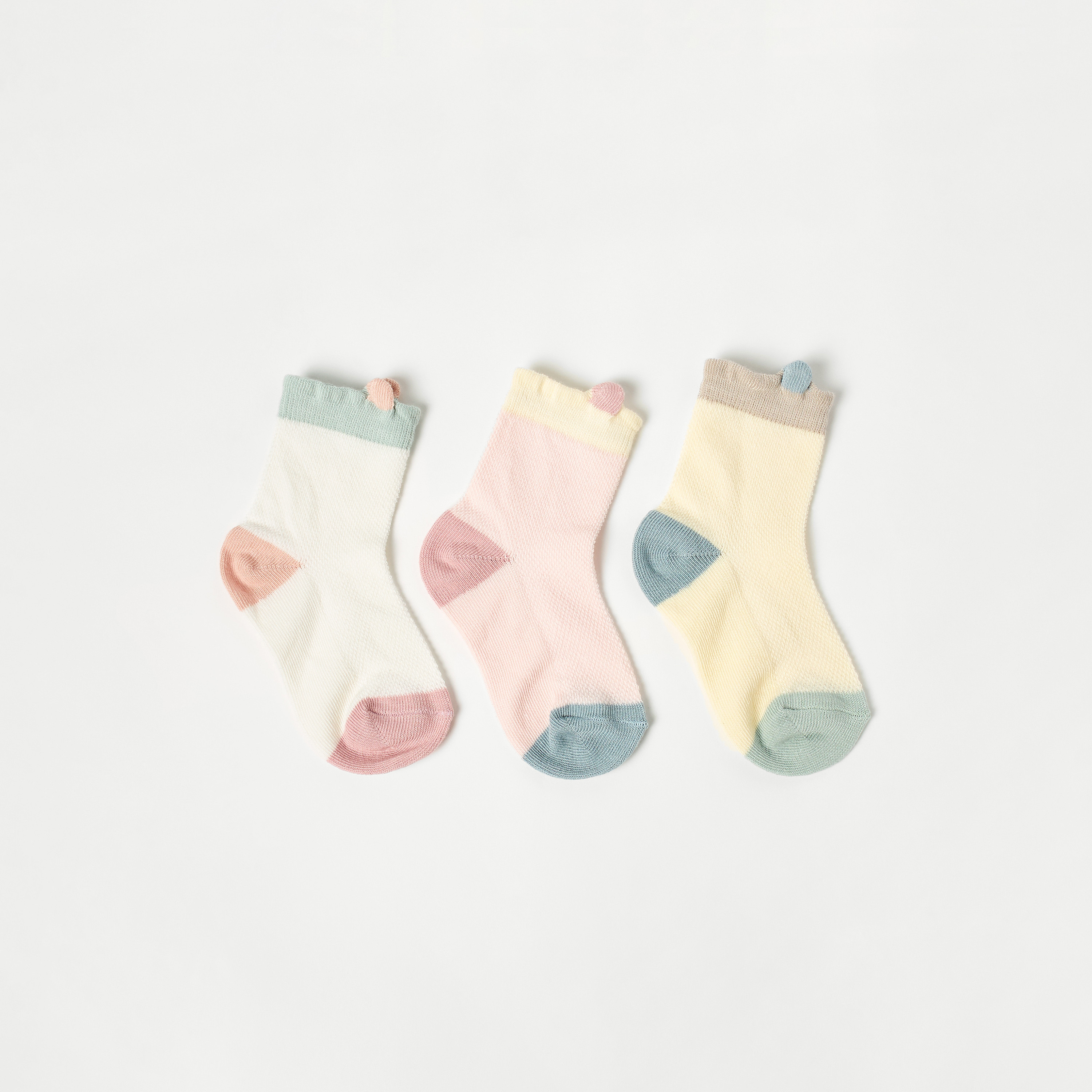 Juniors Solid Socks with Pom Pom Detail - Set of 3-baby-girls-clothing-multipacks-image-1