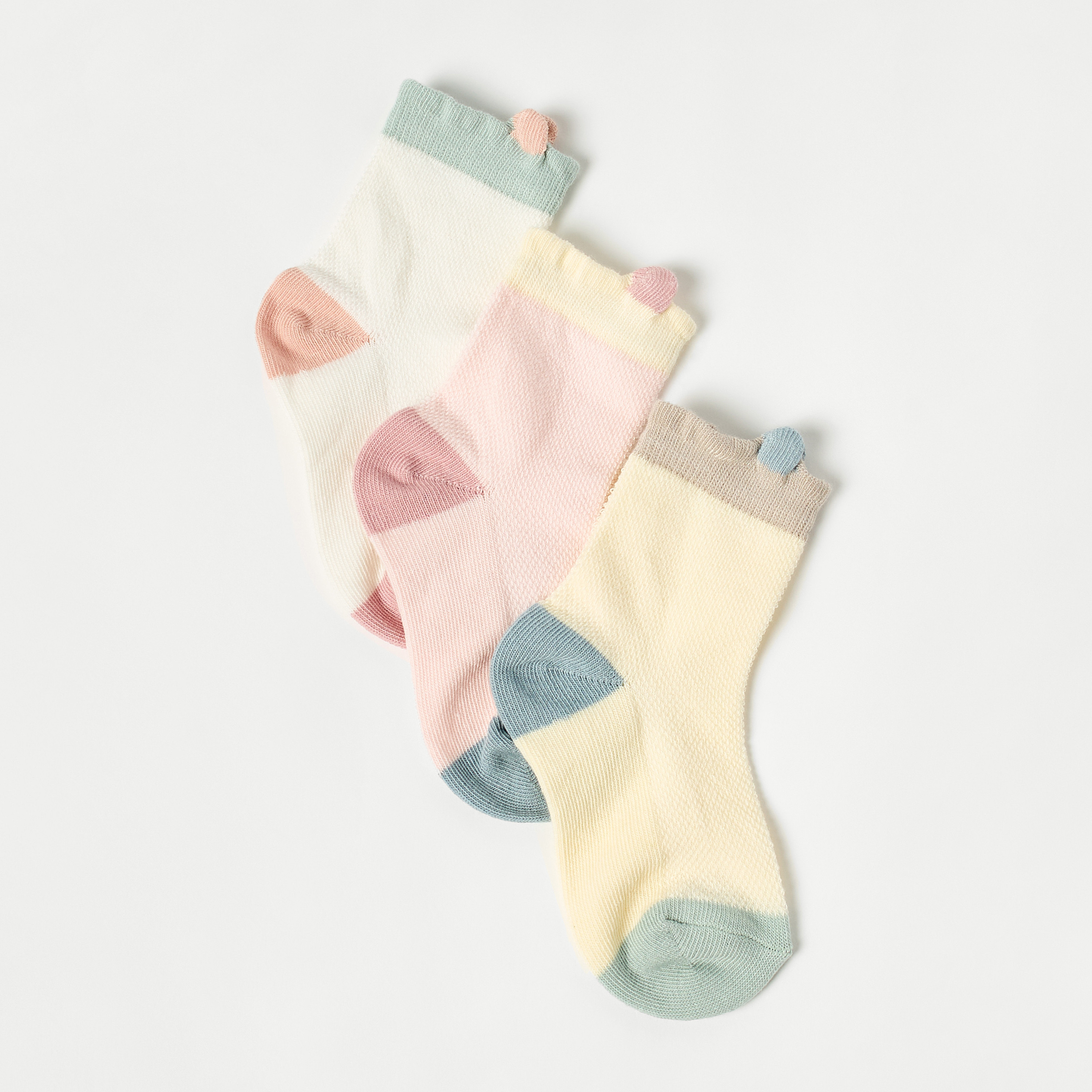Juniors Solid Socks with Pom Pom Detail - Set of 3-baby-girls-clothing-multipacks-image-2